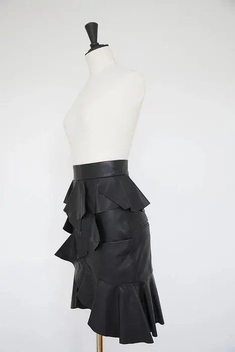 Balmain Resort 2015 black leather mermaid skirt Size 25" / US 0 / IT 36 - 4 Thumbnail