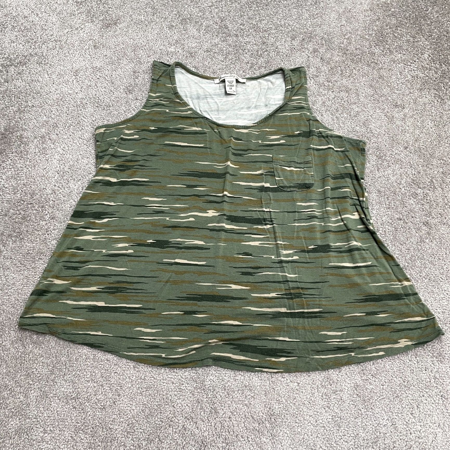 Vintage American Rag Cie Tank Womens 1X Green Camouflage Sleeveless Casual Outdoor Size XL / US 12-14 / IT 48-50 - 2 Thumbnail