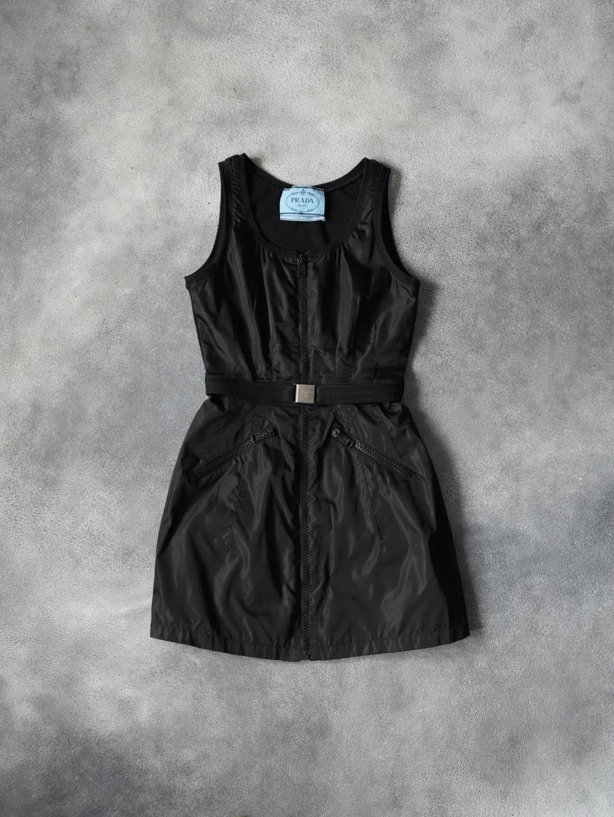 Other S/S 1995 Prada Runway Nylon Zipper Waist Sleeveless Dress Size L / US 10 / IT 46 - 3 Thumbnail