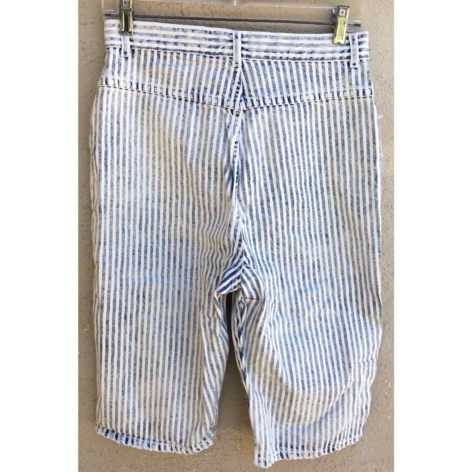 Denime VINTAGE Dirty Dancing Striped Acid Wash Denim Shorts 1980s 80s Size 12 29” Waist Denim Shorts Womens Boys Girls Mens Size 34" / US 12 / IT 48 - 2 Thumbnail