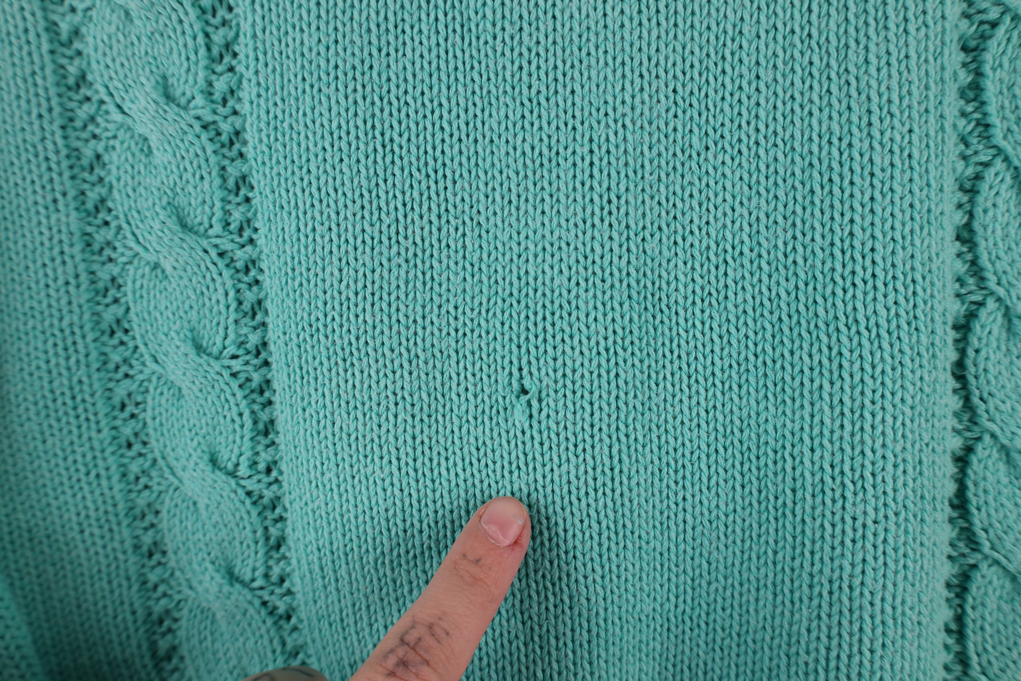 Vintage Vintage 90s Streetwear 3/4 Sleeve Cable Knit Sweater Teal Size L / US 10 / IT 46 - 4 Thumbnail