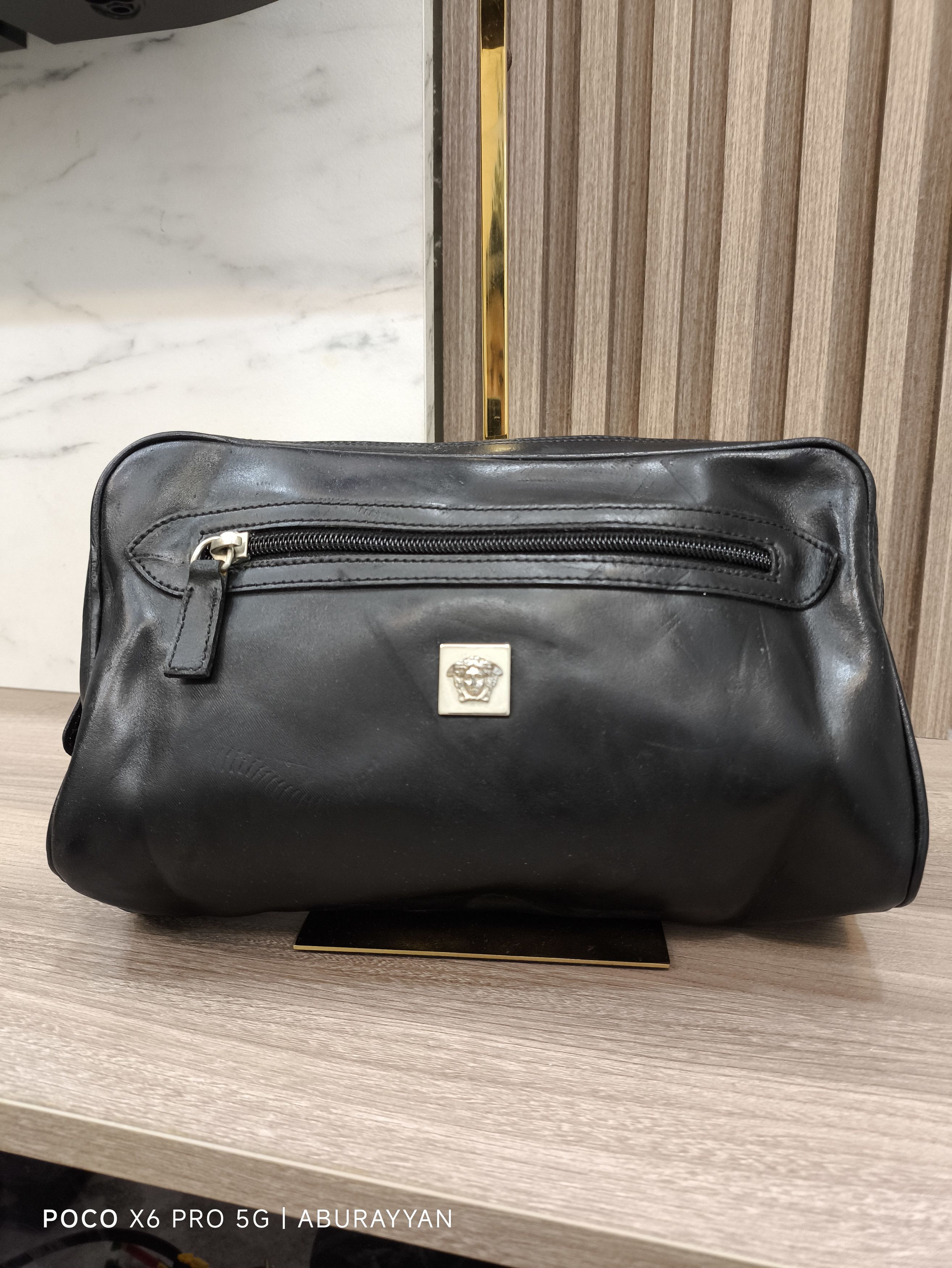 Versace Gianni Versace Travel Clutch Black Leather Bag Size ONE SIZE - 1 Thumbnail