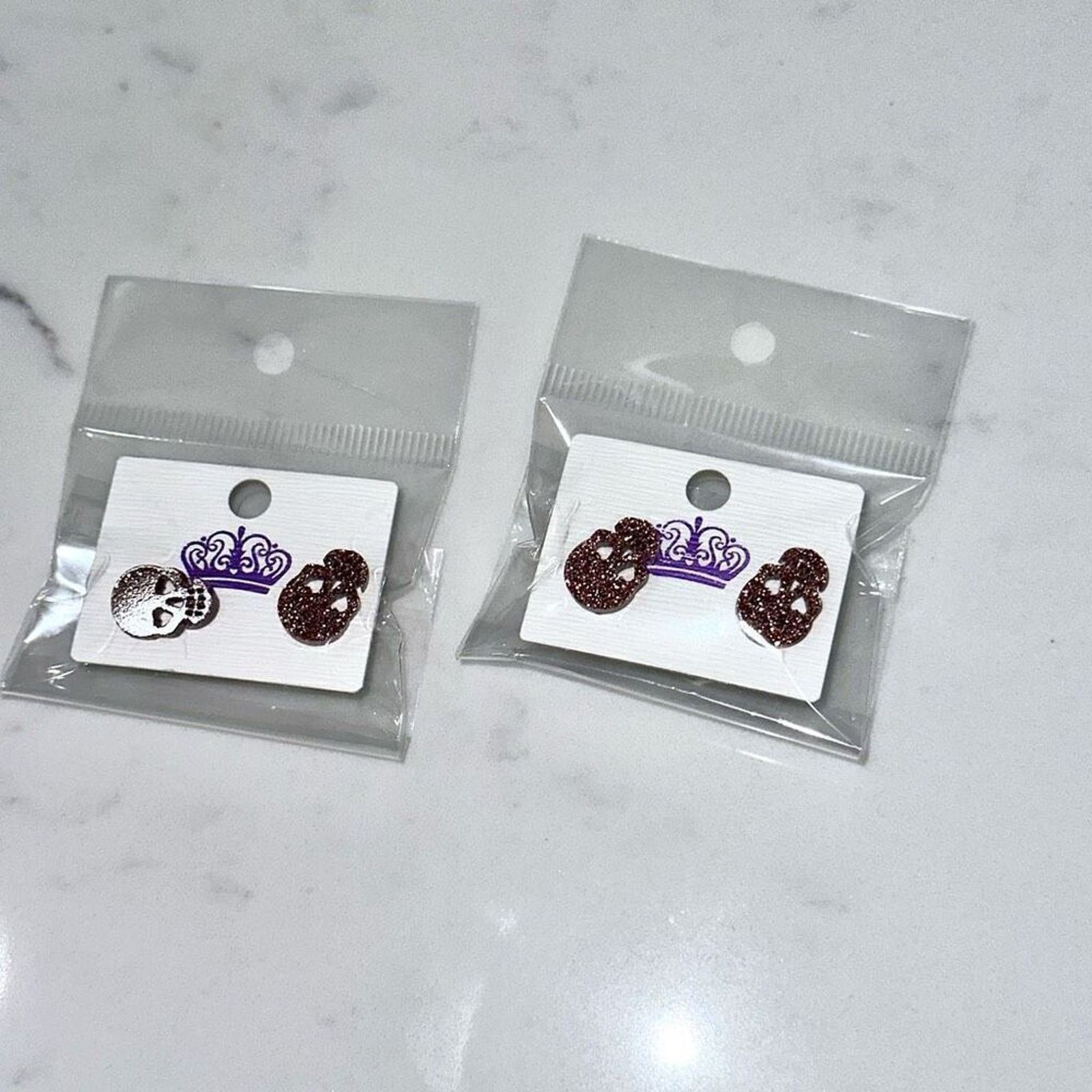 Other Orange Glitter Skull Earrings | Sz OS, NWOT Size ONE SIZE - 4 Thumbnail