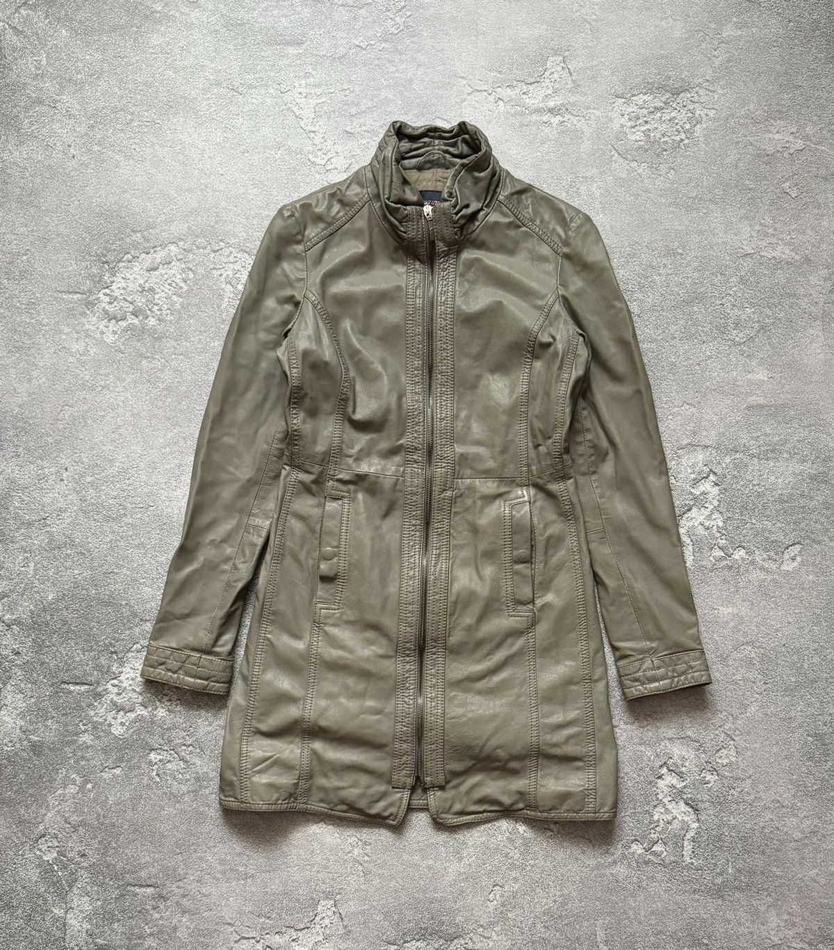 Armani × Emporio Armani Emporio Armani Jeans I38/US4/F34 long leather jacket coat Size S / US 4 / IT 40 - 4 Thumbnail
