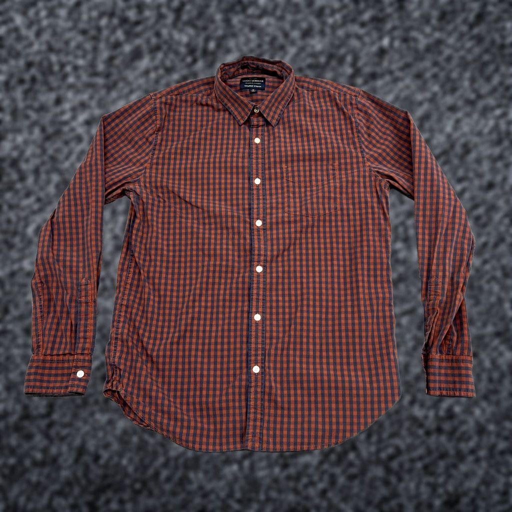 Lucky Brand Lucky Brand Shirt Mens M Blue Orange Check Slim Fit Saturday Stretch Long Sleeve Size US M / EU 48-50 / 2 - 1 Thumbnail