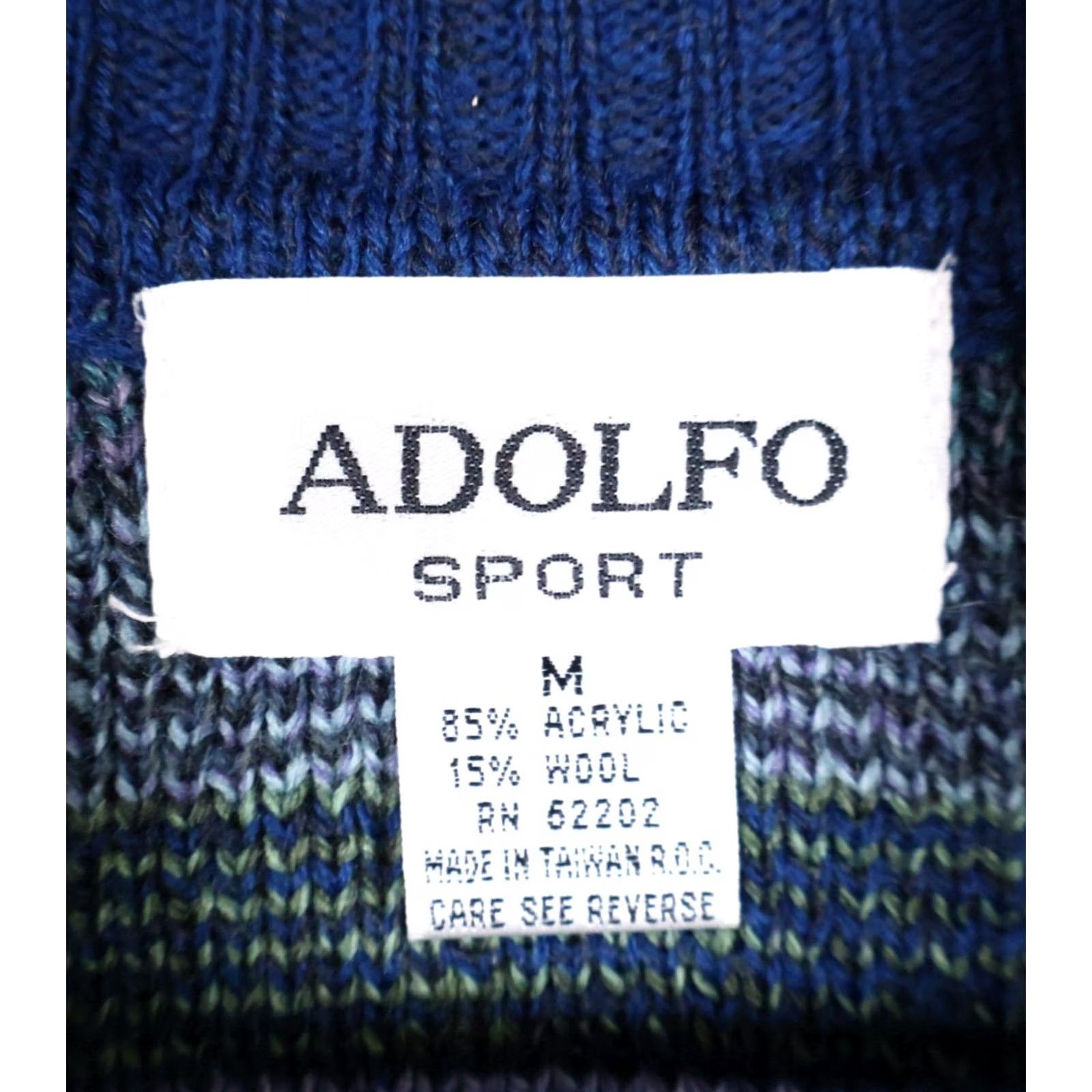 Vintage Adolfo Wool Blend Cardigan Women's Medium Blue Check Pattern Collared Sweater Size M / US 6-8 / IT 42-44 - 3 Thumbnail
