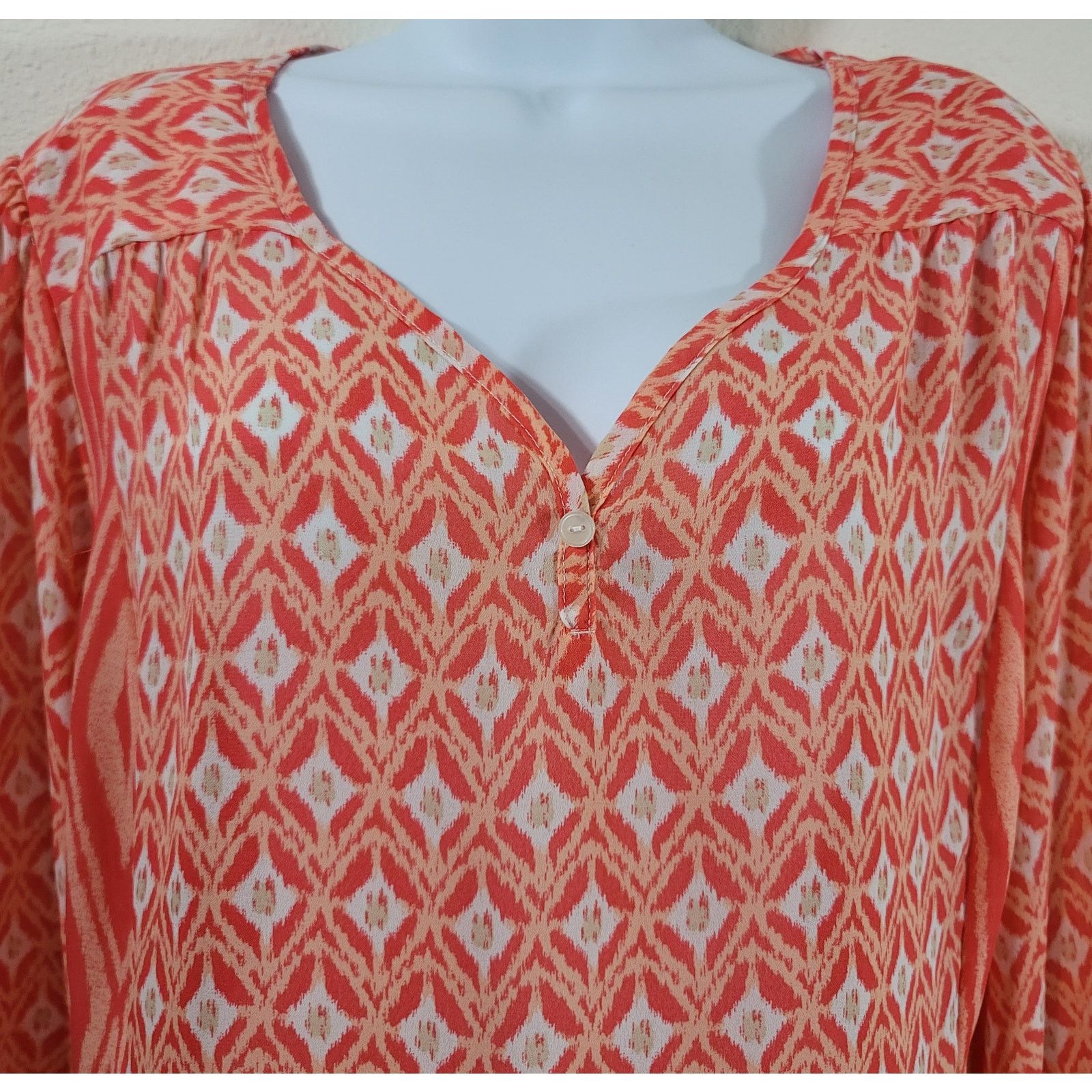 Other Dressbarn Orange White V Neck Top 2X Plus Lightweight Soft Size XXL / US 16-18 / IT 52-54 - 6 Thumbnail