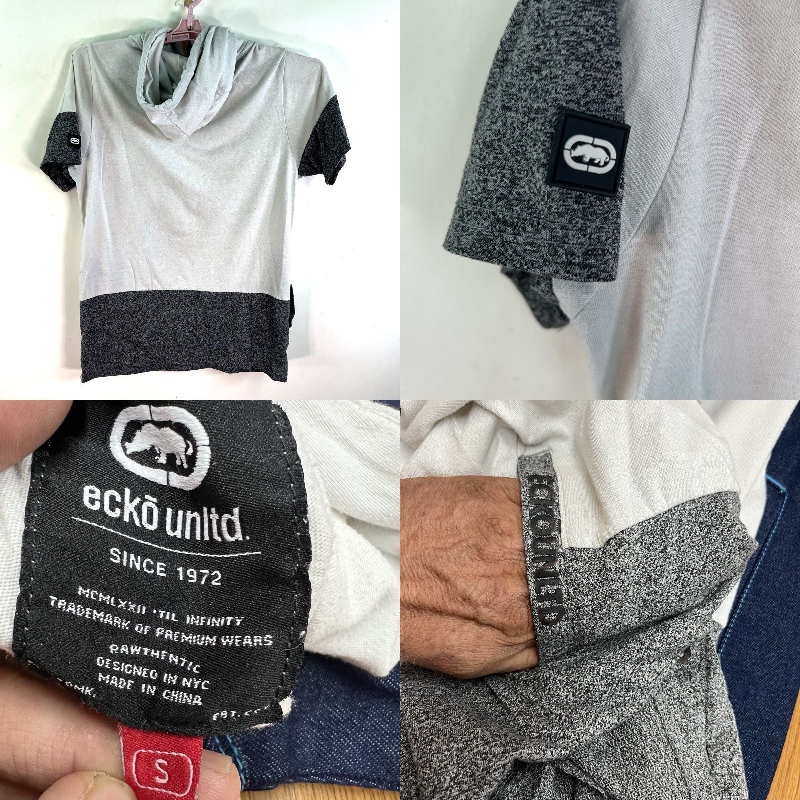 Ecko Unltd. ECKO Unltd. Hooded Short Sleeve Pullover Hoodie Mens Size S Gray Y2K VTG Size US S / EU 44-46 / 1 - 8 Thumbnail