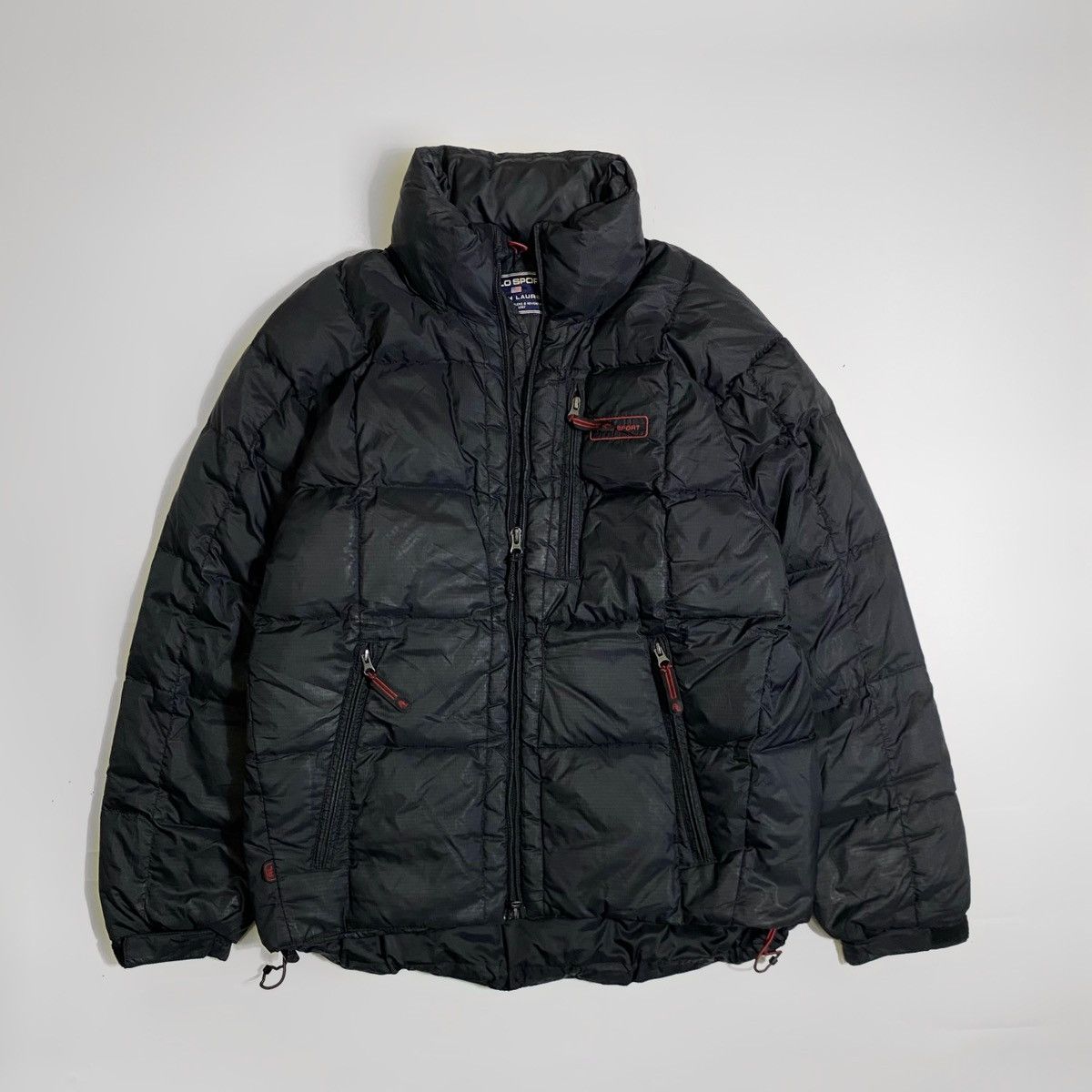image of Archival Clothing x Outdoor Life Polo Sport Down Puffer Hooded Jacket in Black, Men's (Size Medium)