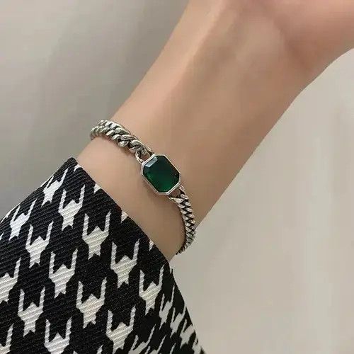 Jewelry Exquisite Blue Stone Cuban Chain Bracelet Size ONE SIZE - 3 Thumbnail