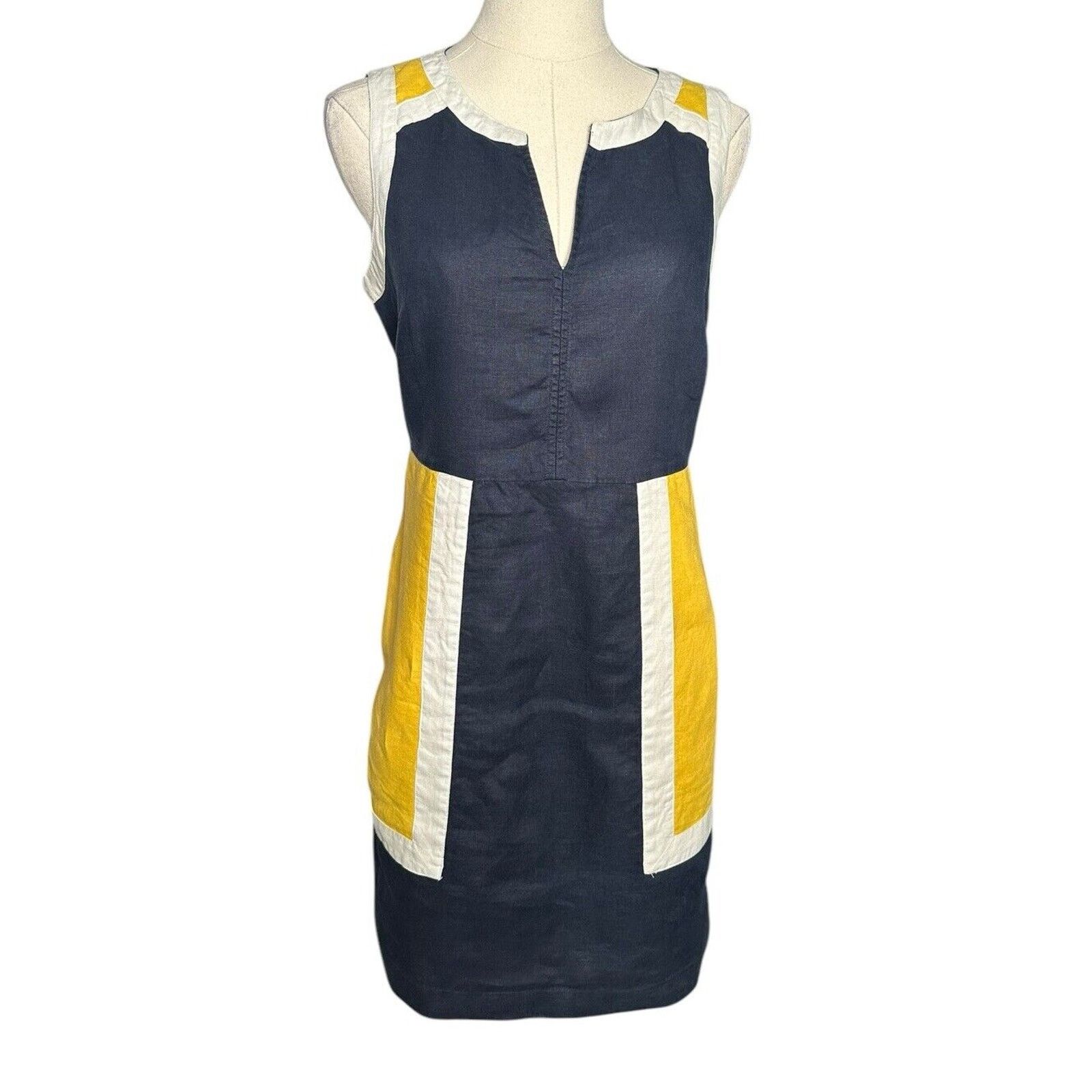 Boden Boden Blue Yellow Sleeveless Linen Summer Dress Pockets 2R Size XS / US 0-2 / IT 36-38 - 1 Thumbnail