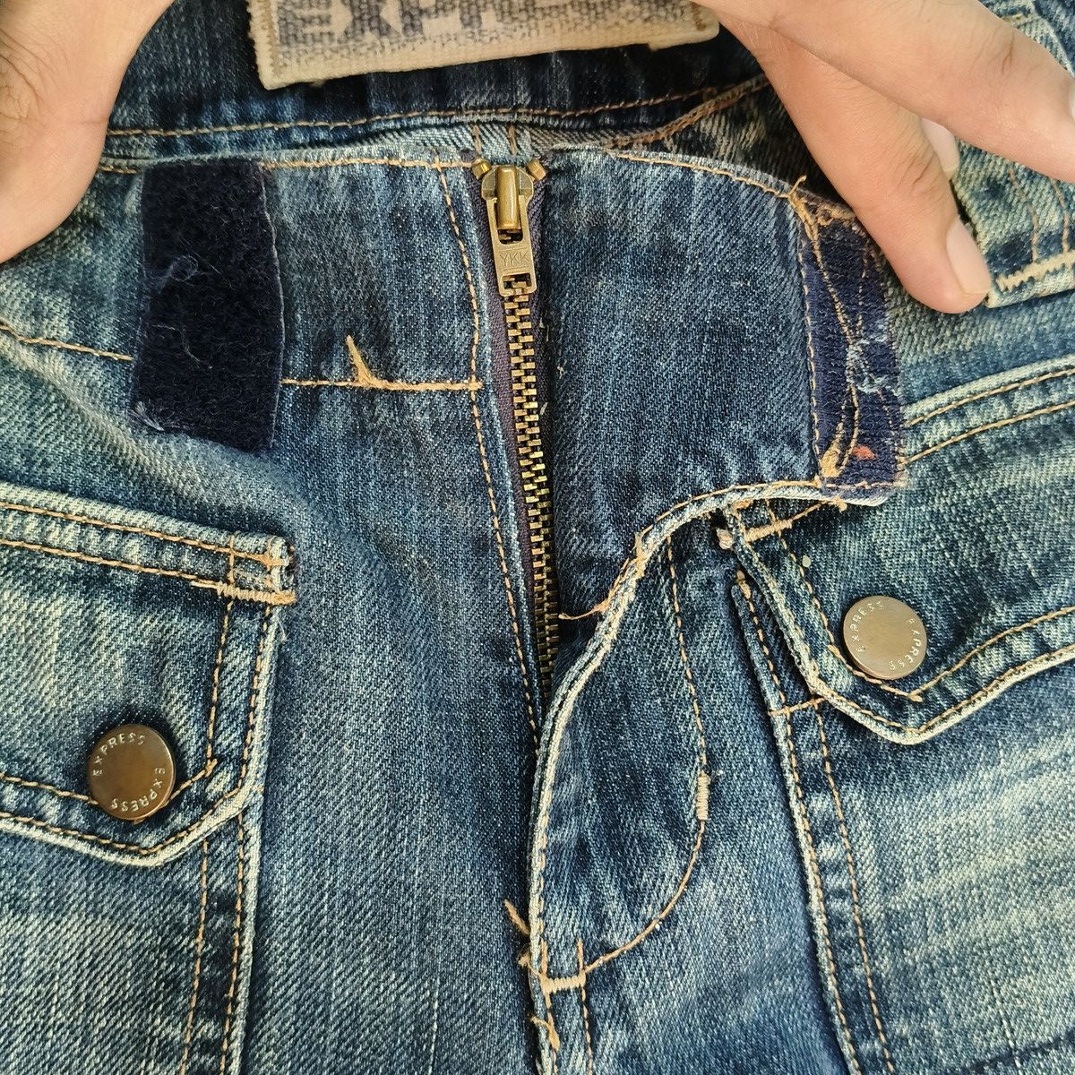 Express Vintage Y2K Express Bush Pant Flare Denim Zip Ankle Size US 29 - 10 Thumbnail