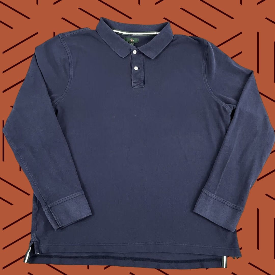 J.Crew J.CREW Polo Shirt XL Long Sleeve Collared Solid Blue Activewear Mens Size US XL / EU 56 / 4 - 1 Thumbnail