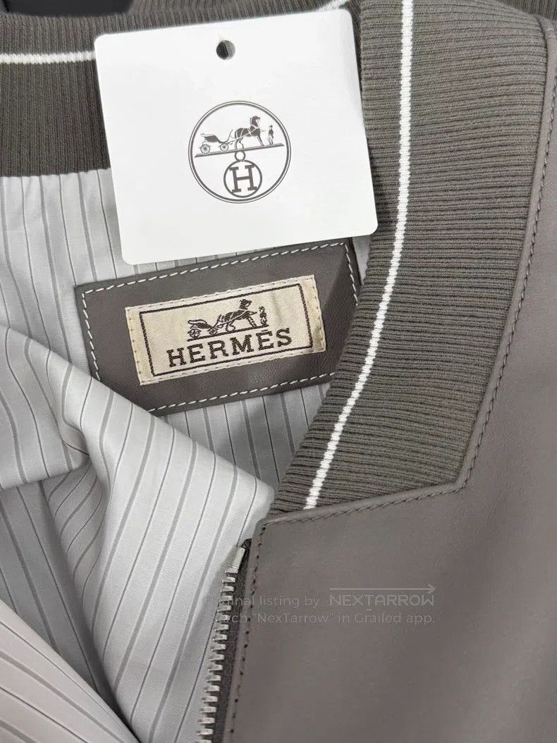 Hermes Hermes Men's baseball-style stand collar zipper leather ja Size US XL / EU 56 / 4 - 4 Thumbnail
