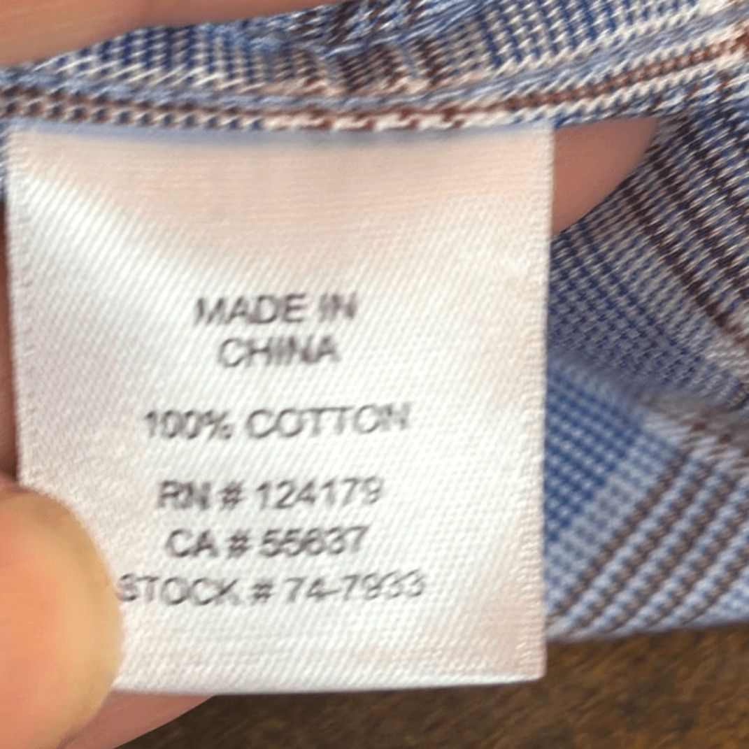 Johnston & Murphy Johnston & Murphy Plaid Button-Down Shirt XL Cotton Blue Multicolor Men Regular Long Sleeve Size US XL / EU 56 / 4 - 6 Thumbnail