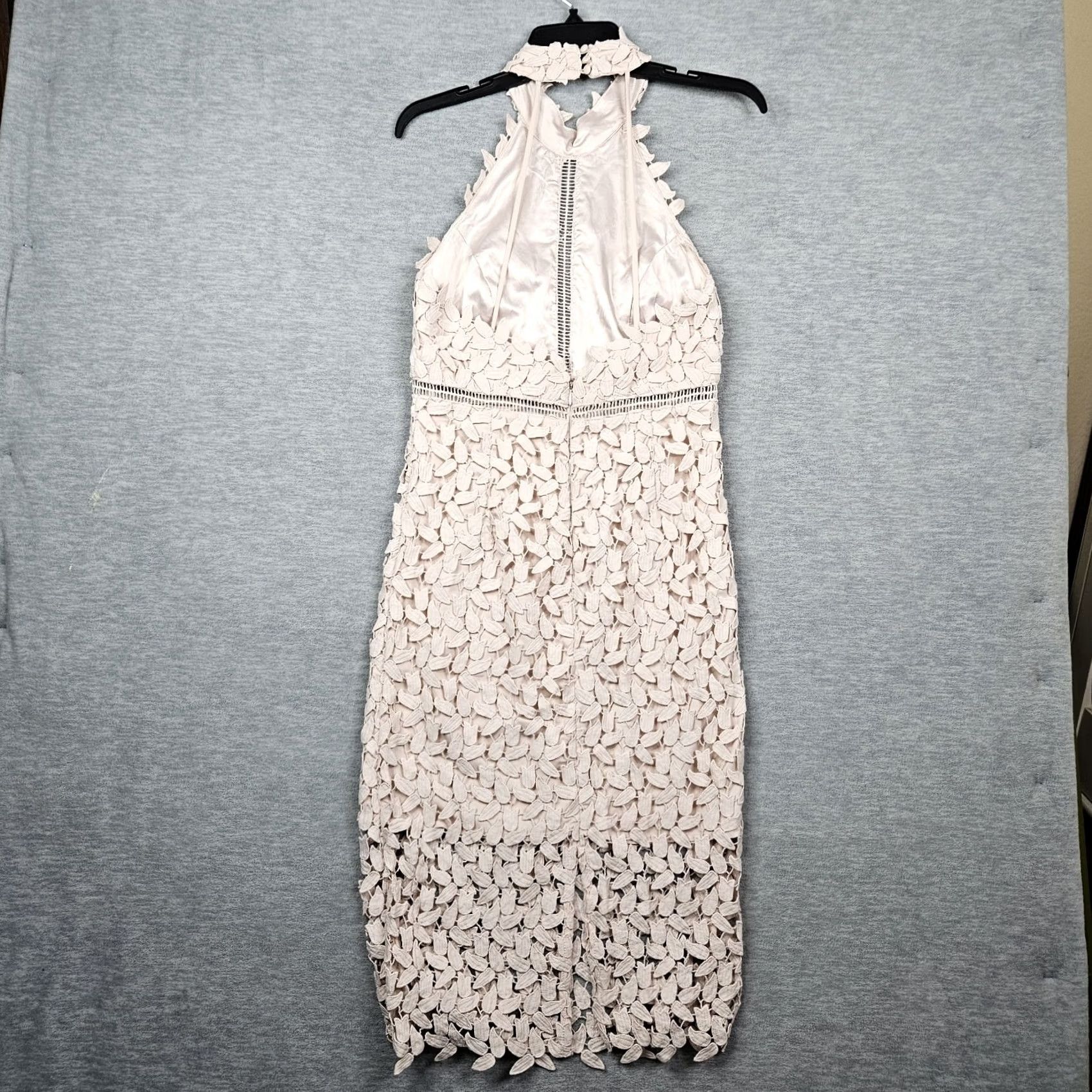 Vintage Bardot Dress Halter Lace Floral Lined Sleeveless Pink Size S US 6 Women Size S / US 4 / IT 40 - 3 Thumbnail
