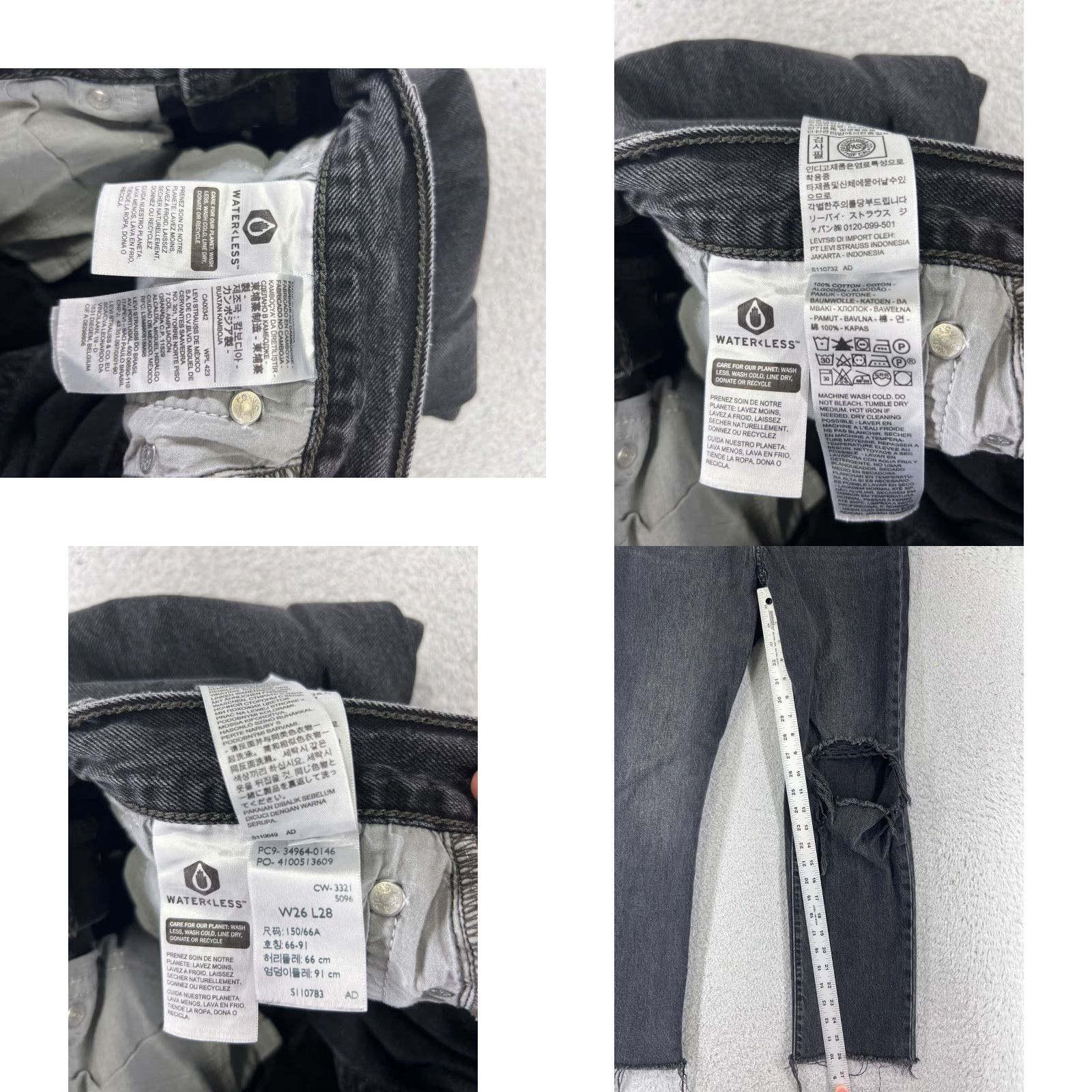Levi's Levi's Wedgie Fit Jeans Womens 26x26 Black Denim 500 Series Stretch Straight Vintage: No Size 26" / US 2 / IT 38 - 8 Thumbnail