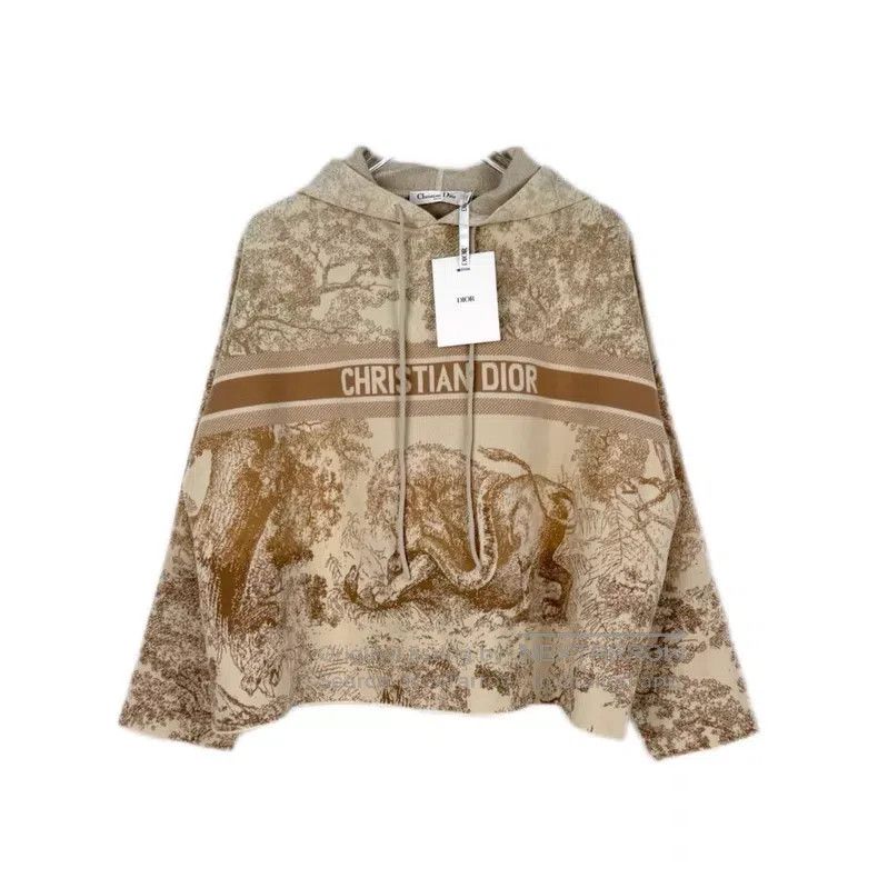 Dior Dior Camel pink zoo letter cashmere hoodie Size M / US 6-8 / IT 42-44 - 1 Thumbnail