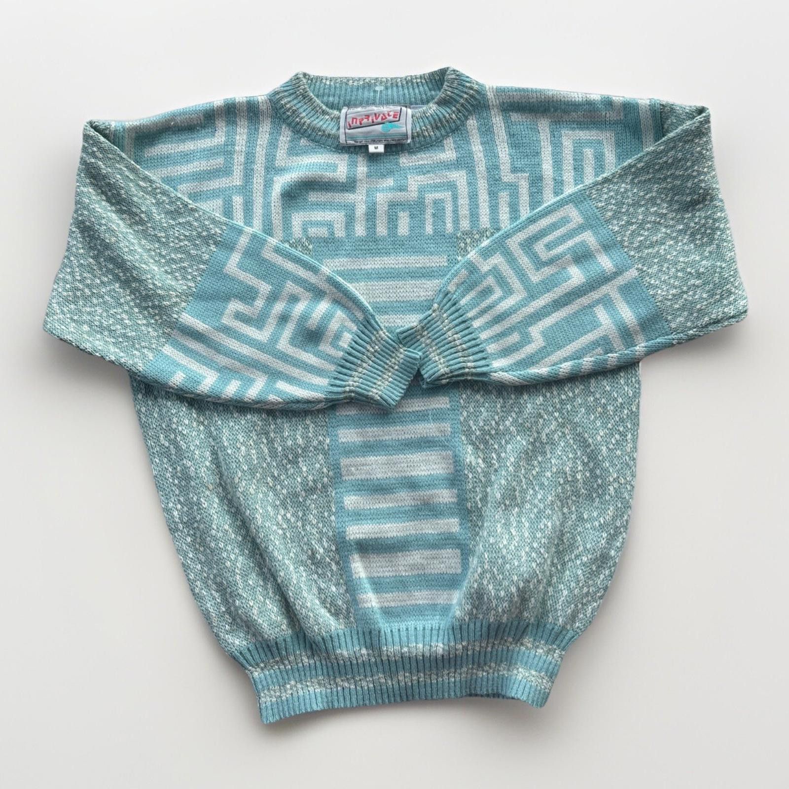 Other In Private Preppy Sweater Vintage Blue White Pattern Knit Size M / US 6-8 / IT 42-44 - 1 Thumbnail