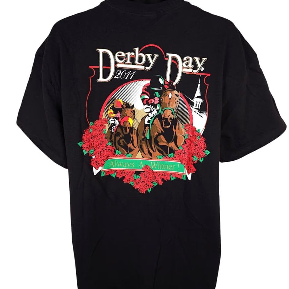 Delta Kentucky Derby Day T Shirt Mens XL Black 2011 Sams Town Las Vegas Delta Graphic Tee Horses Y2K Mens Size US XL / EU 56 / 4 - 4 Thumbnail