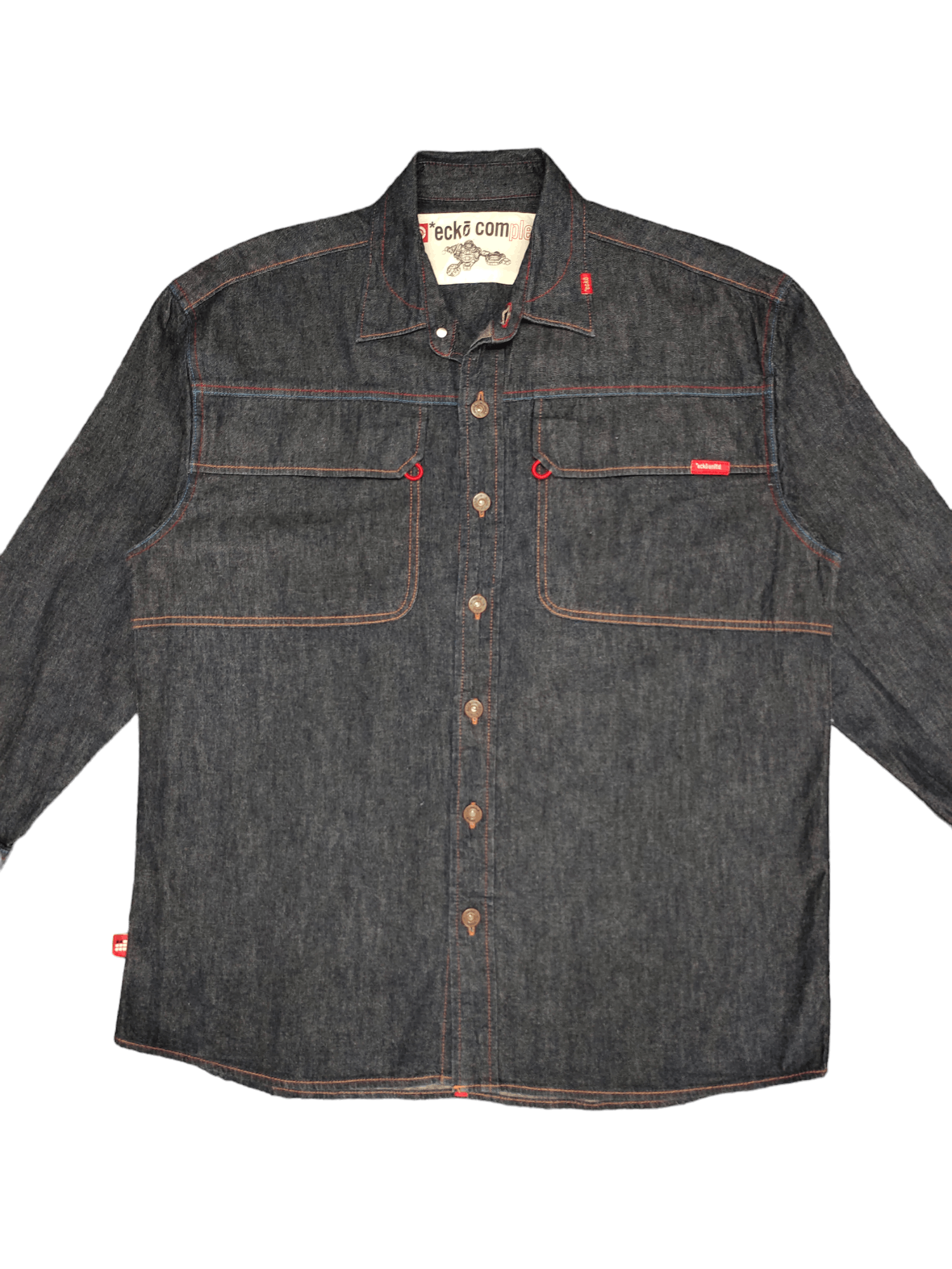 Ecko Unltd. Vintage Y2k Ecko complex Double Pocket Baggy Denim Shirt Size US L / EU 52-54 / 3 - 4 Thumbnail