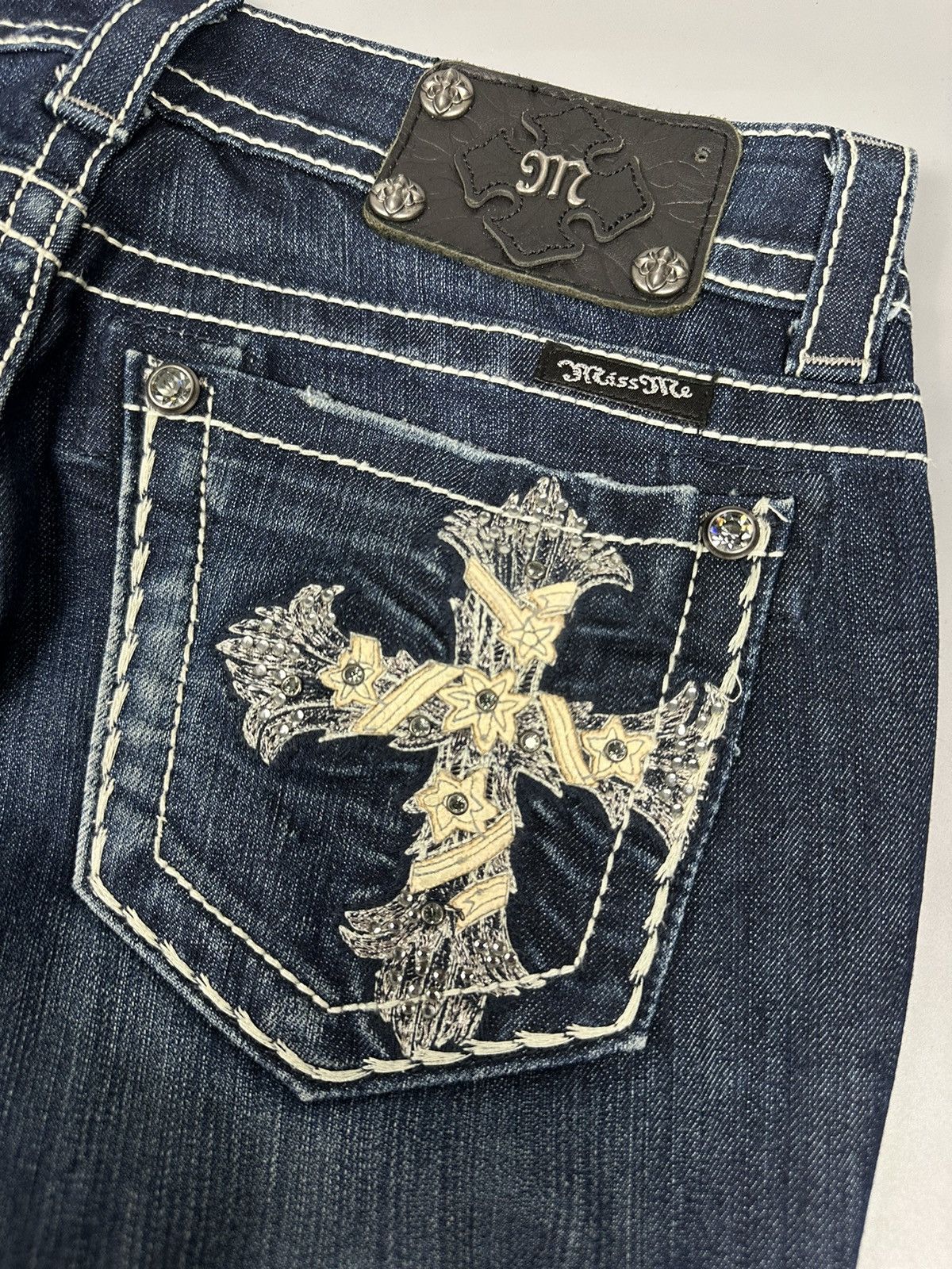 If Six Was Nine × Le Grande Bleu (L.G.B.) 🔥Flared🔥Miss Me Inspired by Chrome Hearts Design Denim Size US 29 - 11 Thumbnail