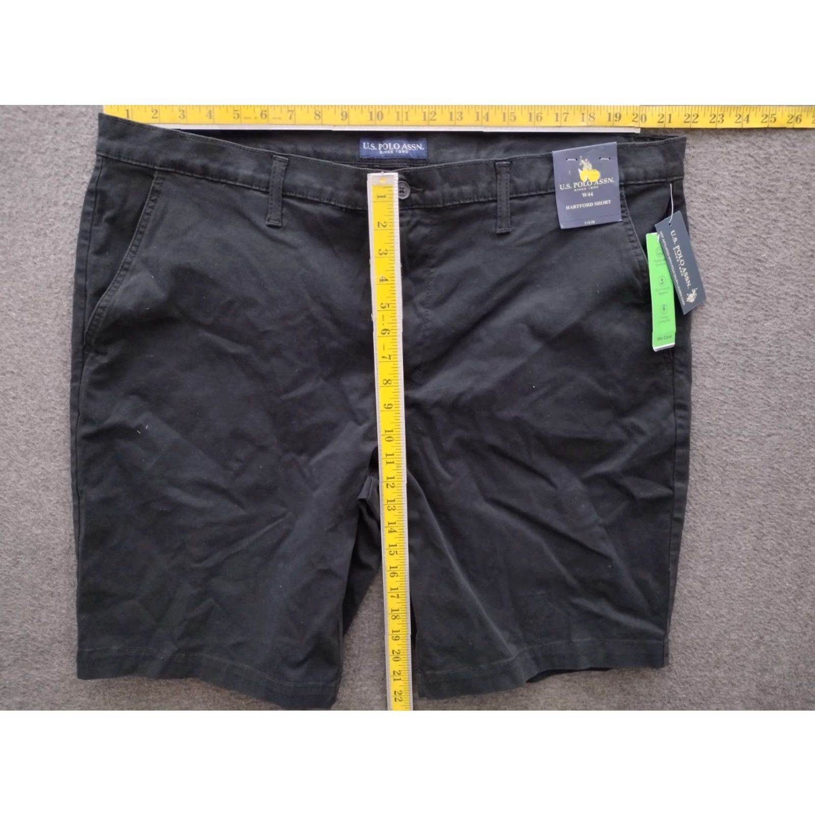 Vintage US Polo Assn. Mens Chino Shorts W44 Black Short Regular 9in Inseam Cotton Knit Solid Casual Flat Front Pocketed Stretch Denim? Size US XXL / EU 58 / 5 - 4 Thumbnail