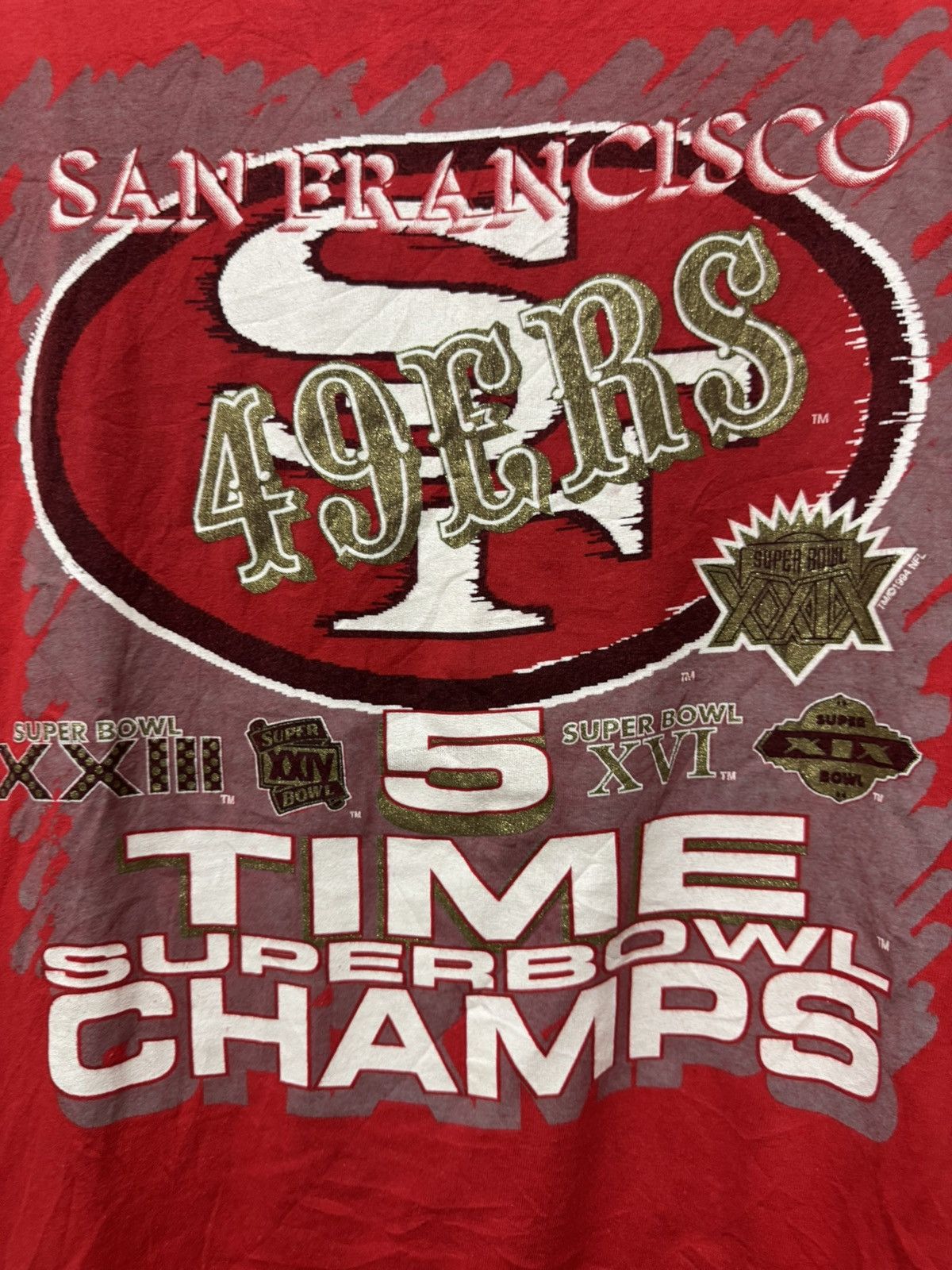 Vintage Vintage 49 Ers San Francisco Superbowl Champs T shirt Size US XL / EU 56 / 4 - 2 Thumbnail