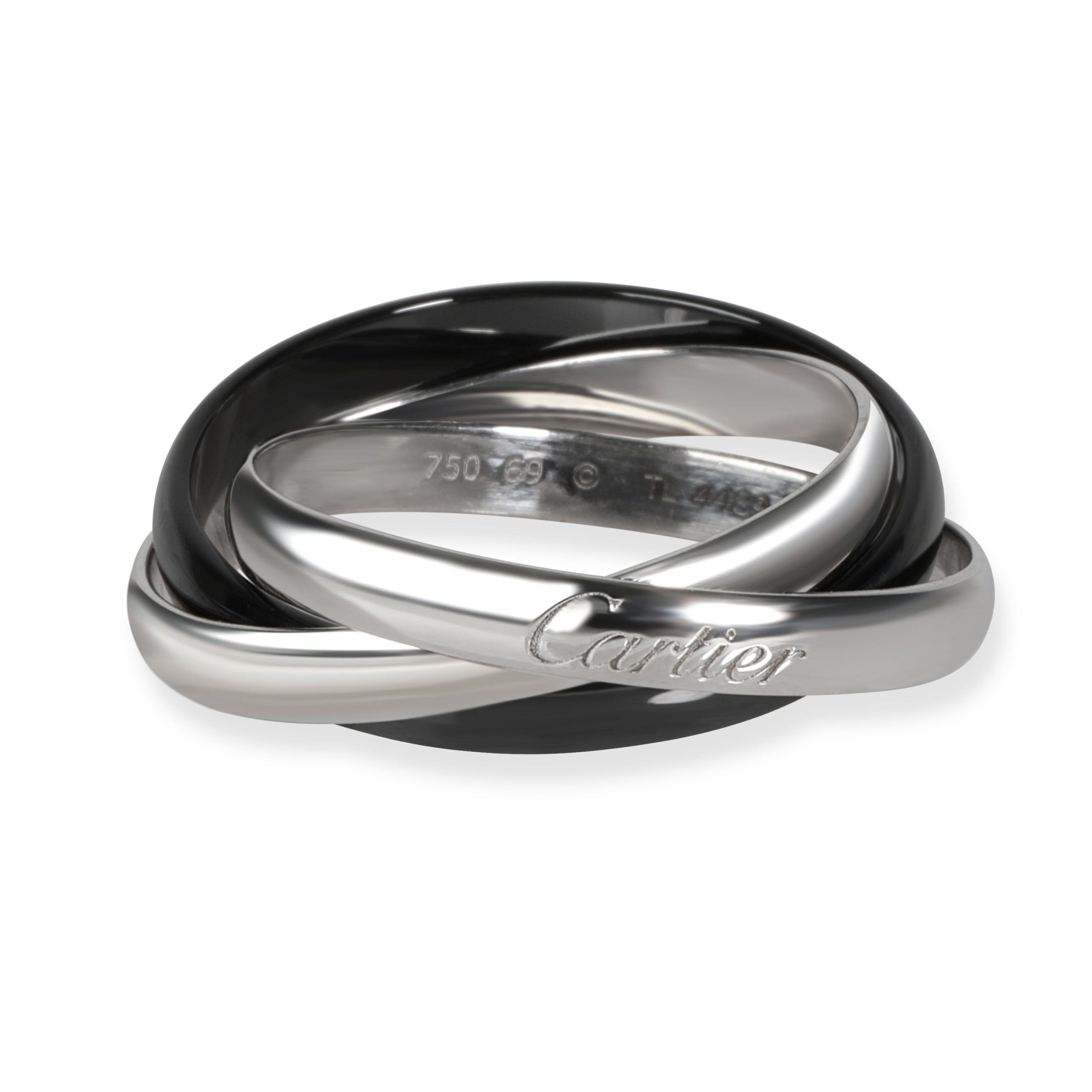 image of Cartier Trinity Ceramic Ring In 18K White Gold, Women's