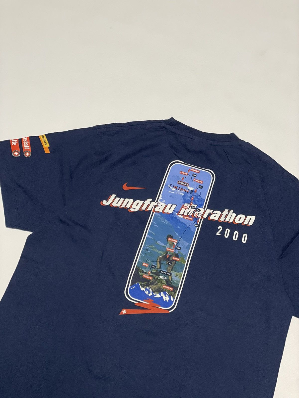 Nike × Vintage Nike Vintage 90’s Big Logo Jungfrau Marathon 2000 T-Shirt Size US M / EU 48-50 / 2 - 6 Thumbnail