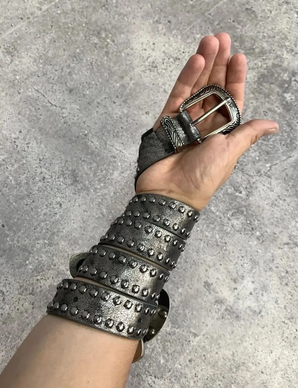 Japanese Brand × Vintage Vintage Belts Y2K Rhinestones Punk leather belt Japanese Size ONE SIZE - 1 Thumbnail