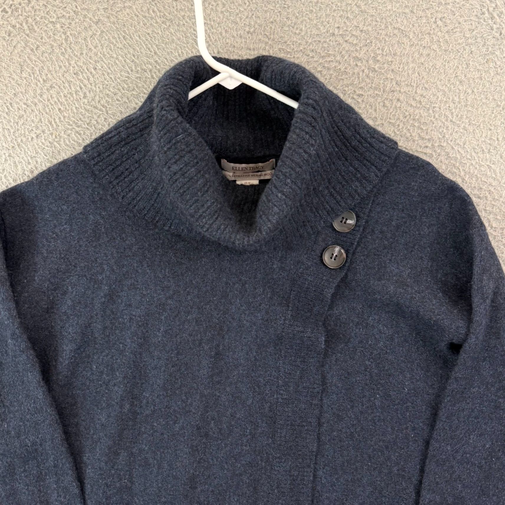 Ellen Tracy Ellen Tracy Sweater Women Medium Oversize Blue Long Sleeve Merino Wool Cowl Neck Size M / US 6-8 / IT 42-44 - 4 Thumbnail