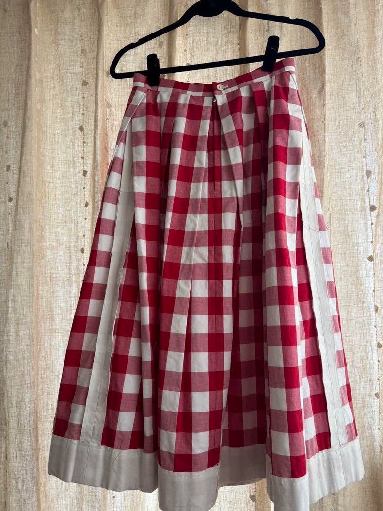 Comme des Garcons Red and White Checked Skirt- DMC