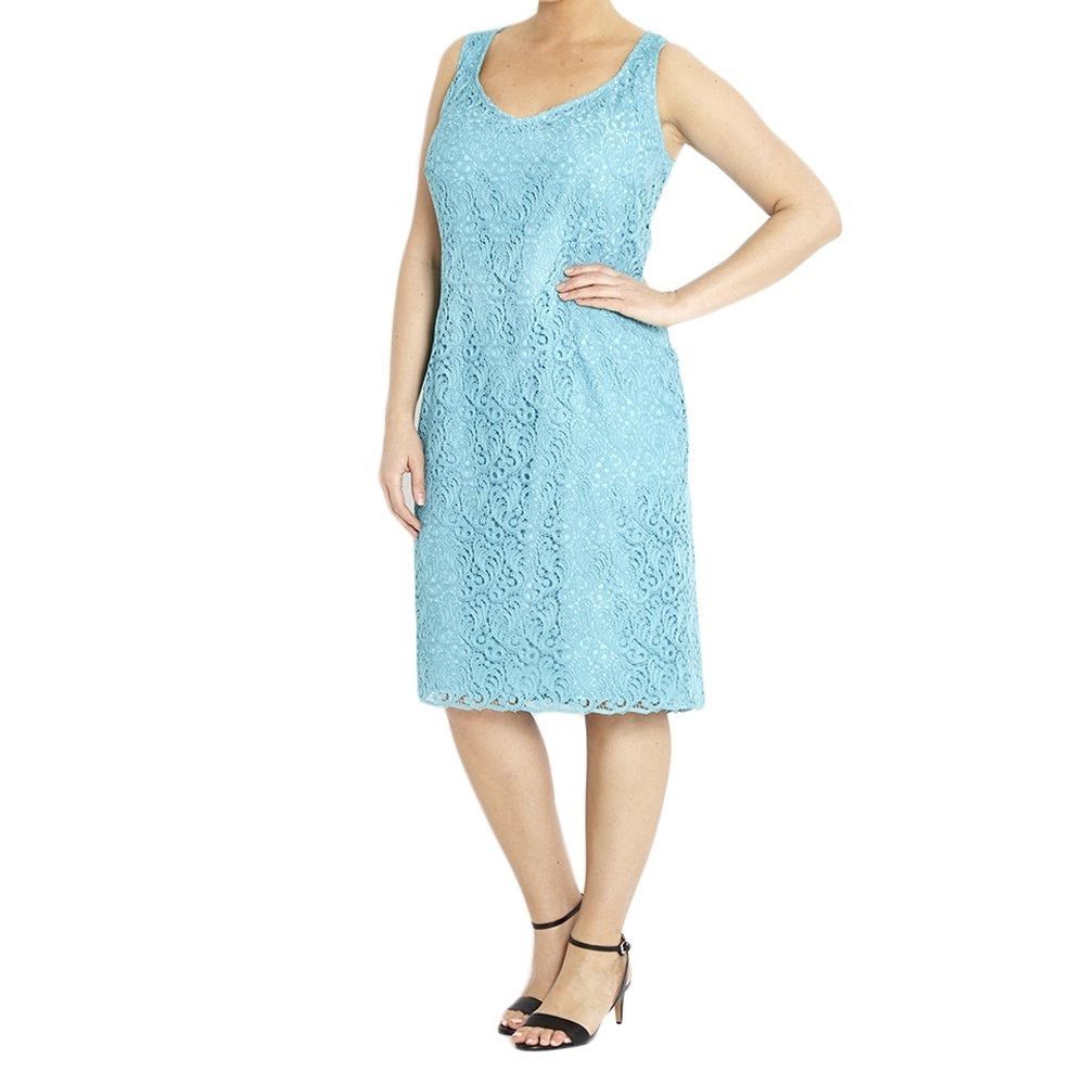 Marina Rinaldi Marina Rinaldi Ski Blue Dicitore Lace Overlay Dress Plus 22 Size 3XL / US 20-22 - 1 Thumbnail