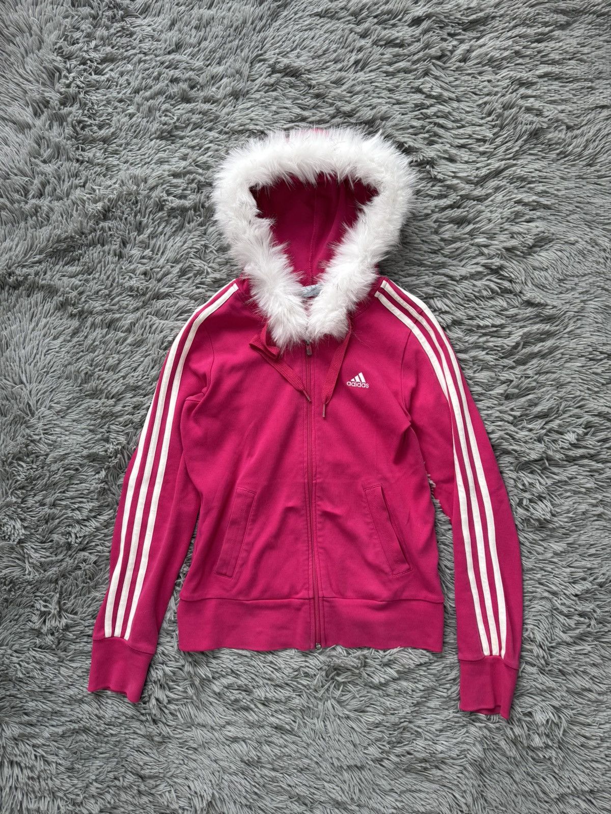 Adidas 🏔️ ZIP Hoodie Adidas Fur Y2K Rap Swag Size M / US 6-8 / IT 42-44 - 4 Thumbnail