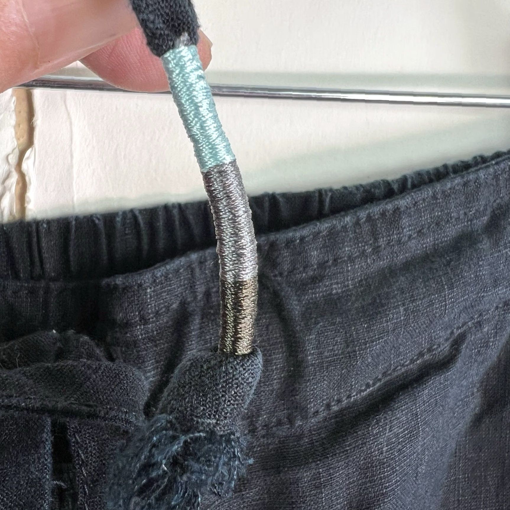 J.Crew J.CREW Denim Elastic Waist Tie Straight Linen Pants Womens SZ M Black 32X29 Size 32" / US 10 / IT 46 - 5 Thumbnail