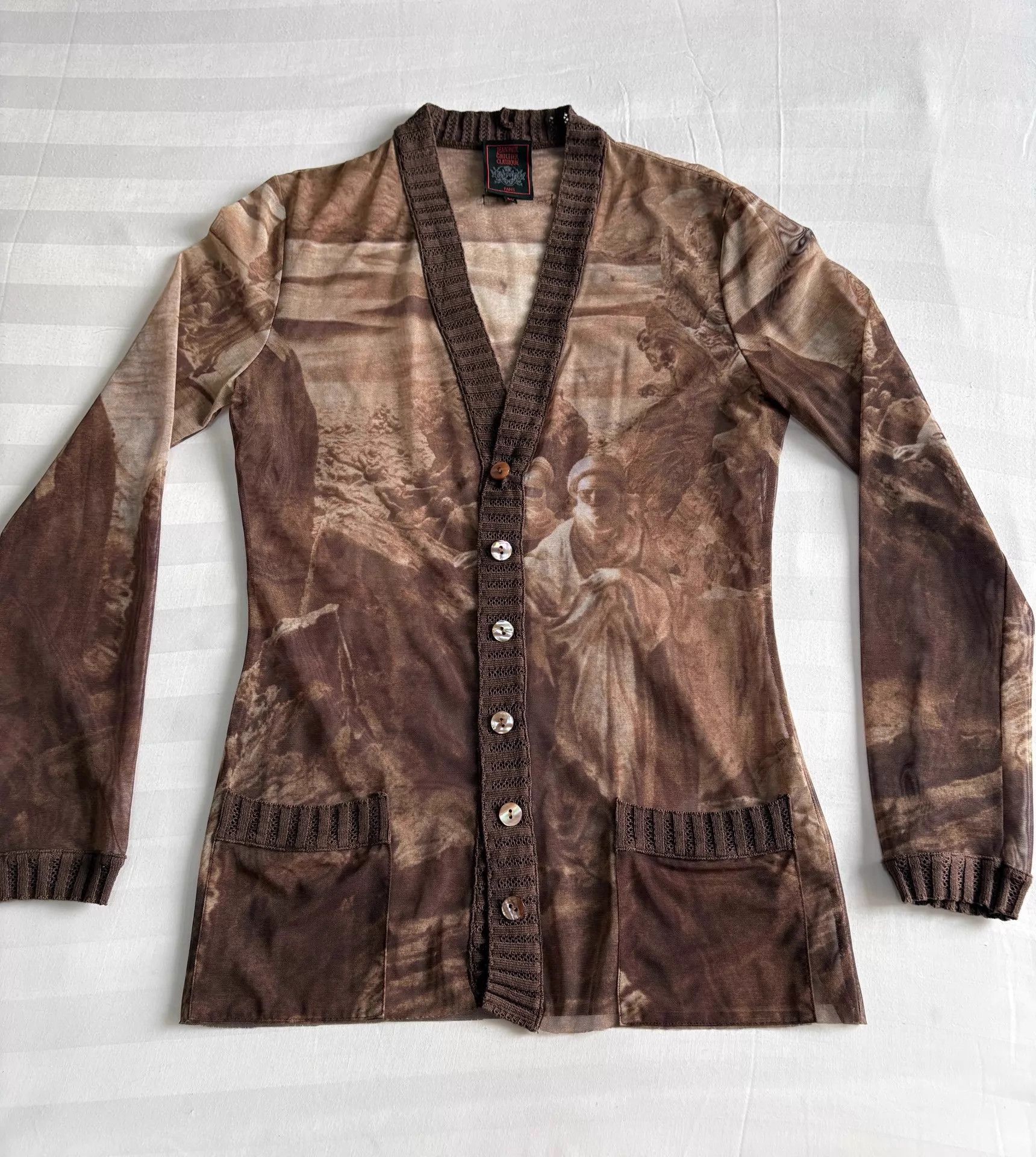 Jean Paul Gaultier JPG Religious Figure Knit Mesh Cardigan 40 Vintage Size S / US 4 / IT 40 - 3 Thumbnail