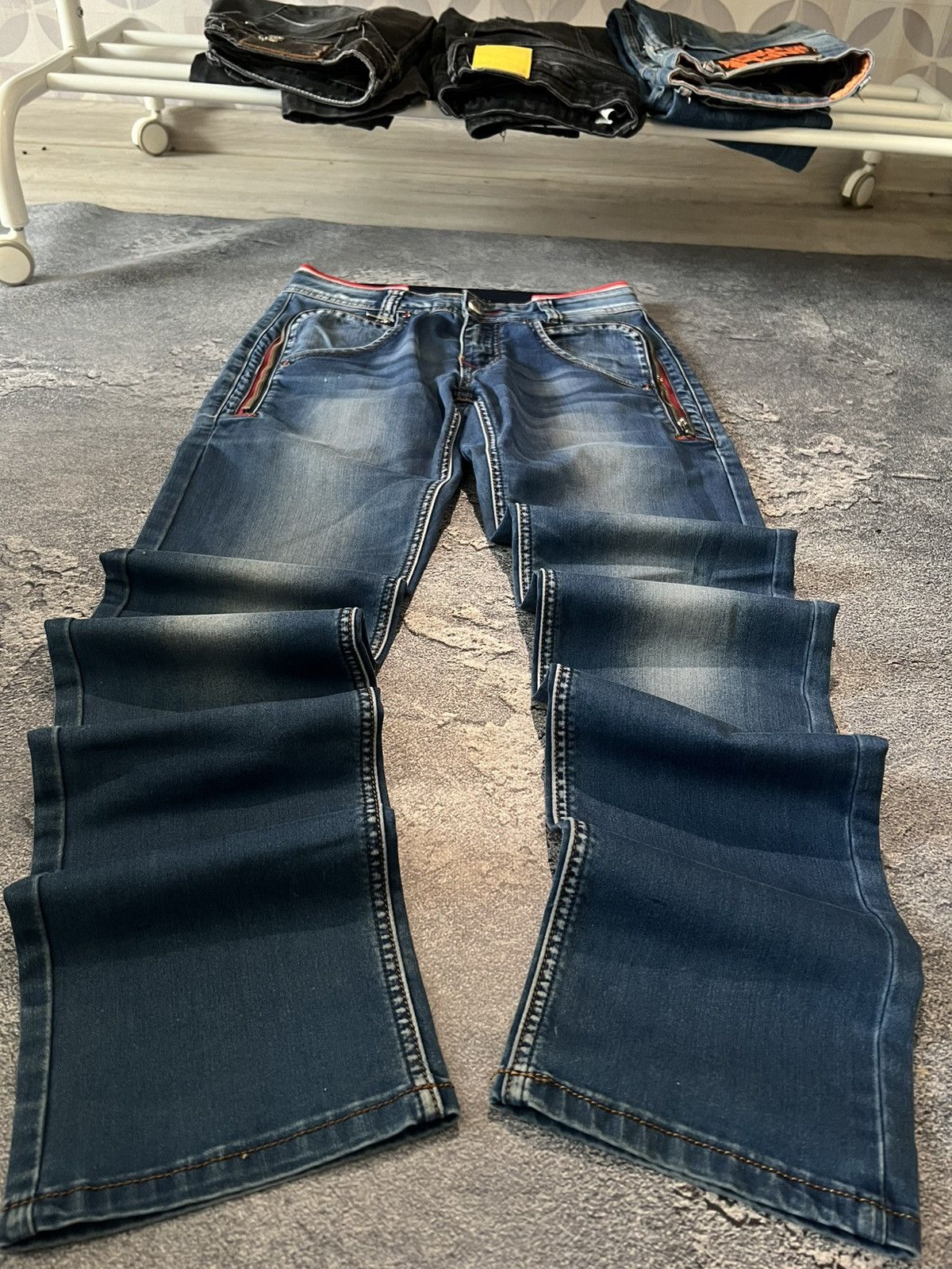 Vintage Archival Glamour Zipper Distressed Jeans Y2K Retro Size US 30 / EU 46 - 1 Thumbnail