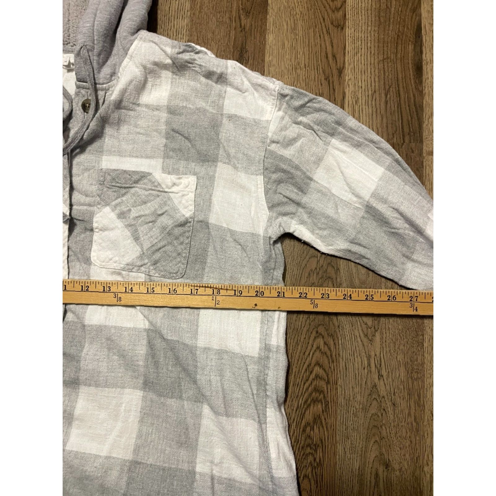 Vintage Maurices Hoodie Women's Large Gray White Plaid Button Up Long Sleeve Casual Fall Spring Summer Modern Adults Womens Size L / US 10 / IT 46 - 6 Thumbnail