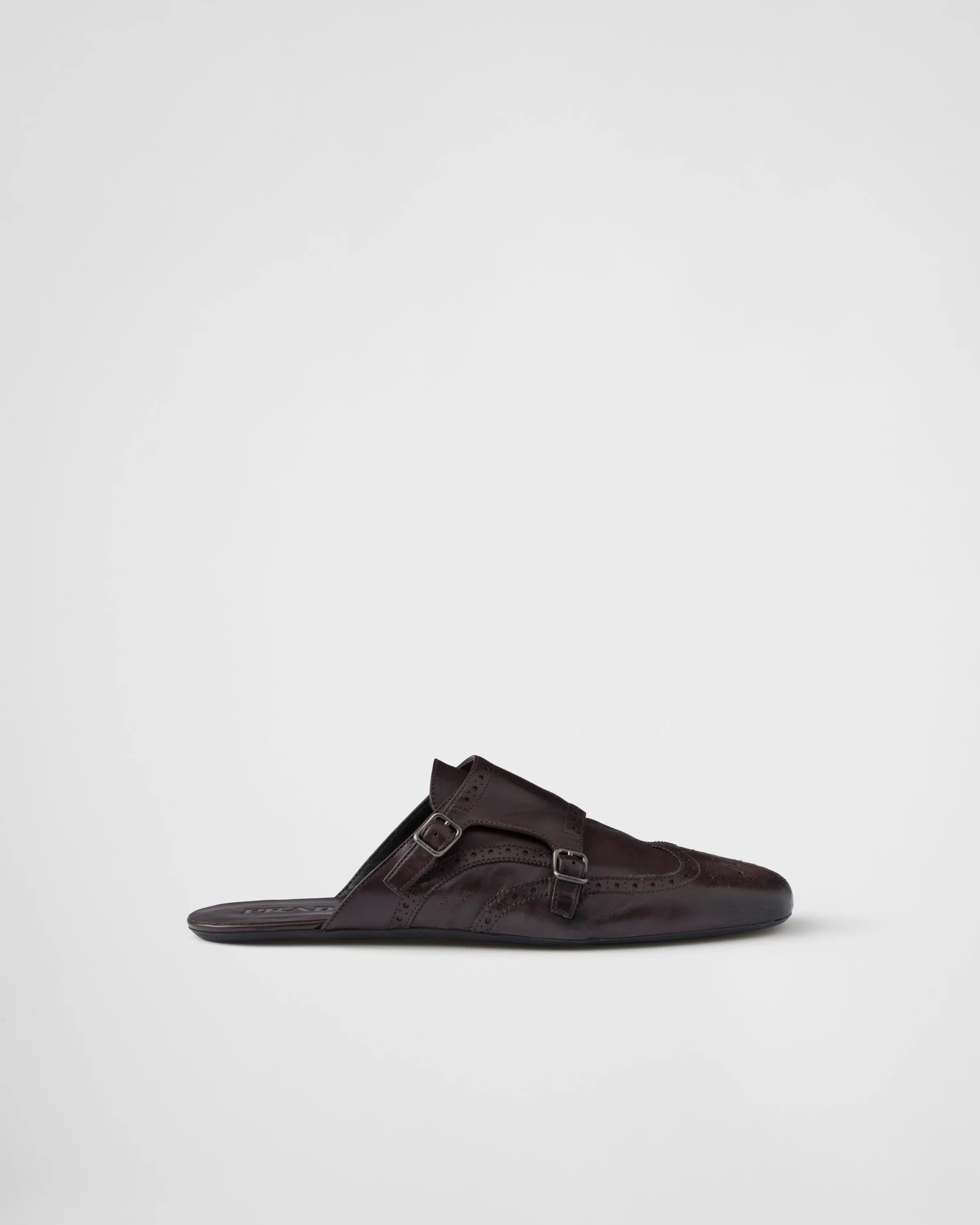 Prada o1w1db10426 Shuffle Antiqued Leather Double Monk Strap Mules Size US 6.5 / EU 39-40 - 1 Thumbnail