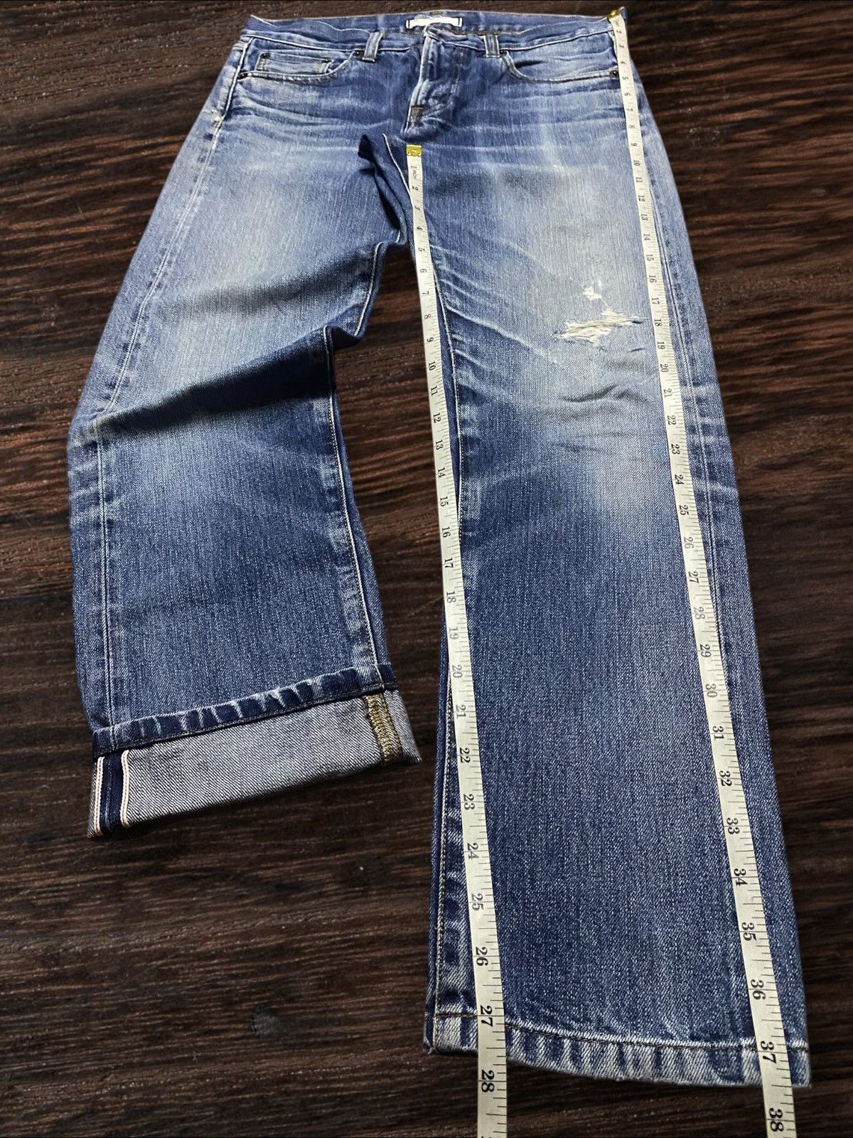 Japanese Brand Vintage Japanese Brand Uniqlo Selvedge Distressed Slim Jeans Size US 31 - 13 Thumbnail