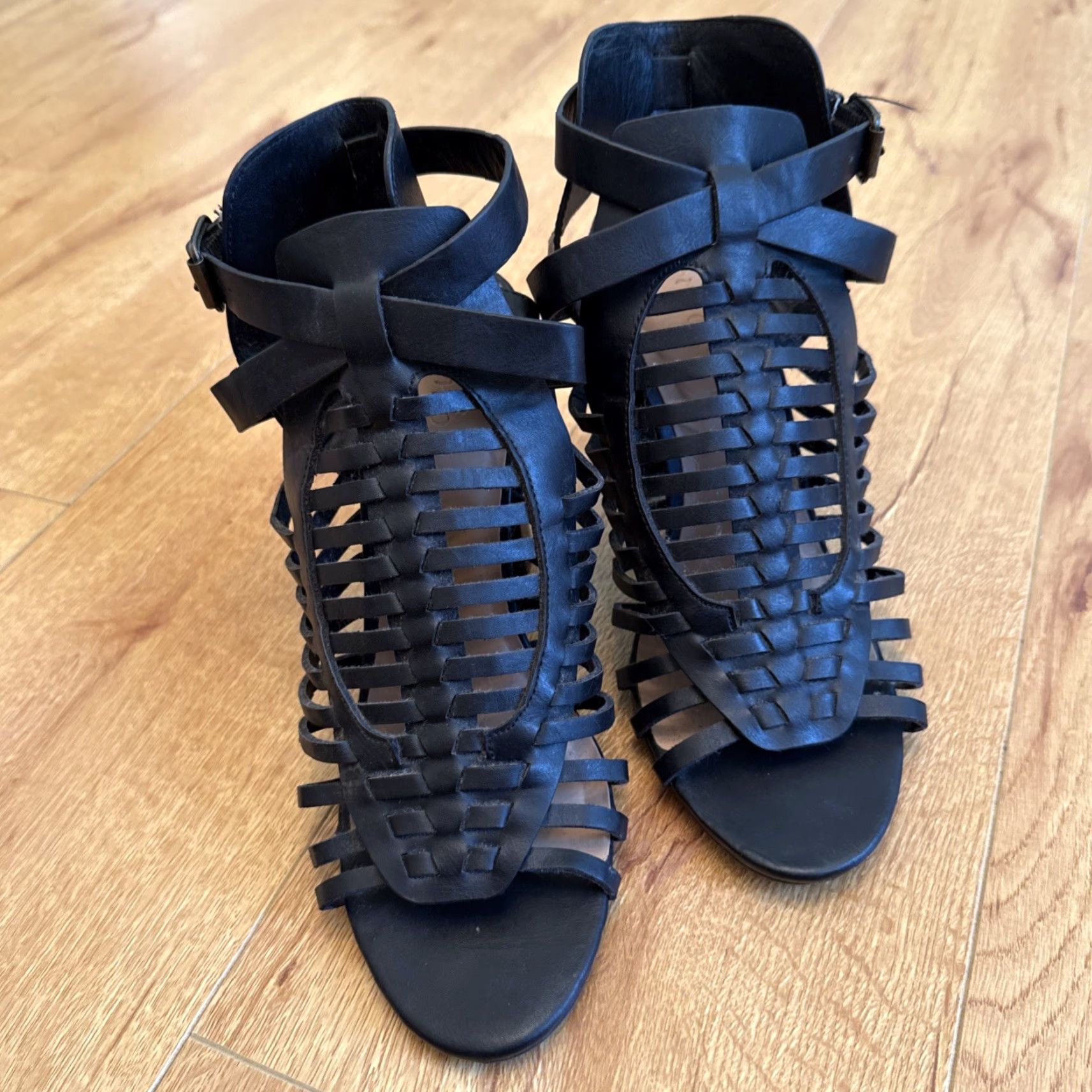 Vintage Bamboo Faith 13S Women's Woven Strappy Sandal Black Size 8.5 Heels Boho Medium Block Heel Sandals Woman Size US 9 / IT 39 - 5 Thumbnail