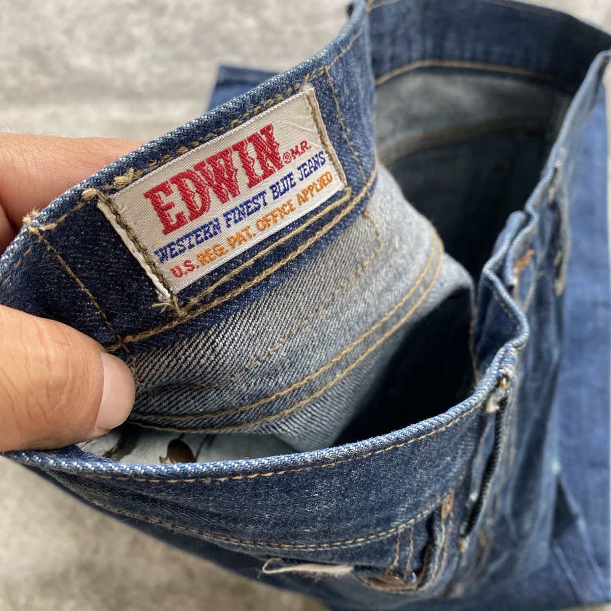 If Six Was Nine × Issey Miyake × Le Grande Bleu (L.G.B.) Vintage 80's Edwin Blue Jeans Mud Wash w31 Size US 31 - 10 Thumbnail