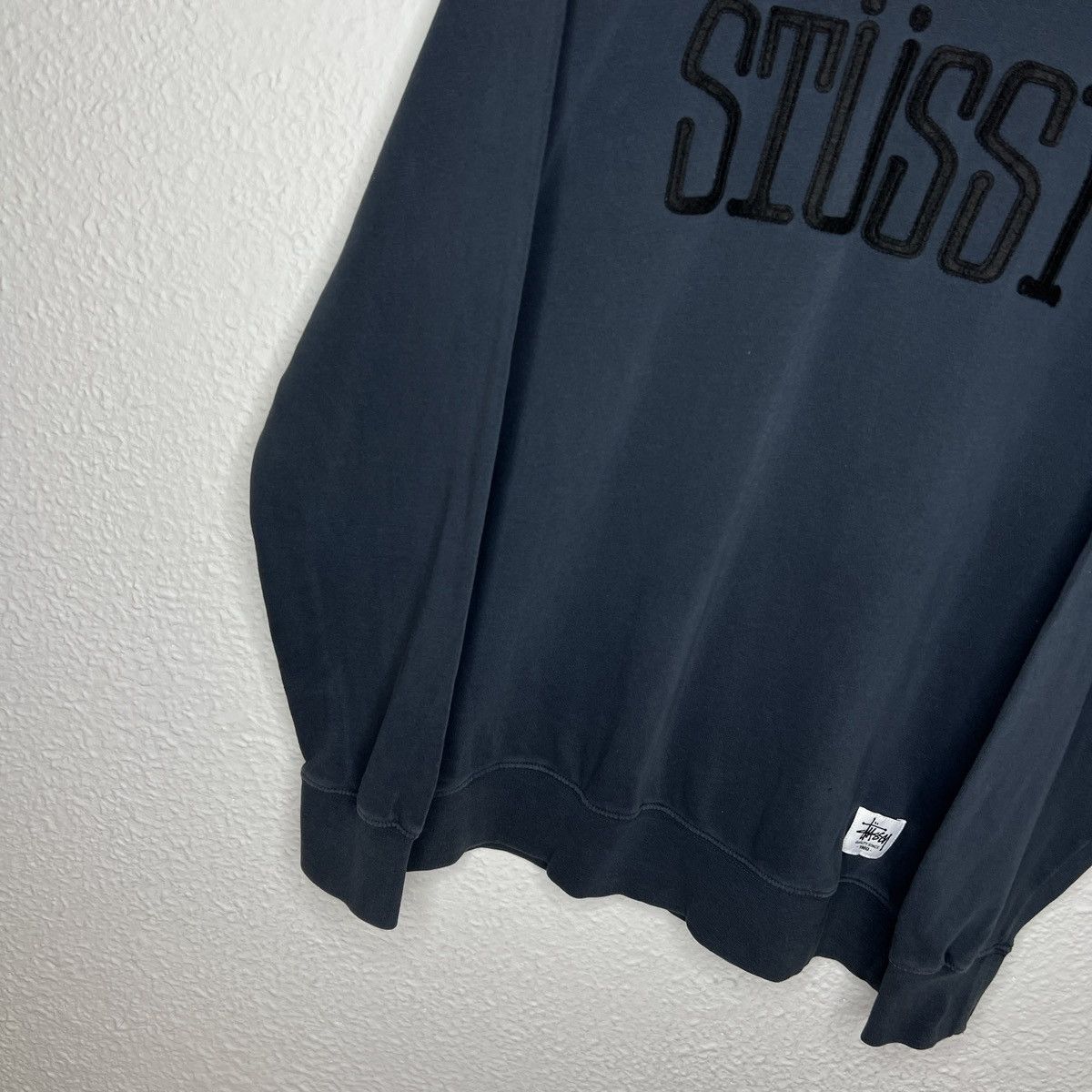 Stussy × Vintage Stussy Crewneck Pullover Sweatshirt Navy Big Logo Spellout Size US M / EU 48-50 / 2 - 2 Thumbnail