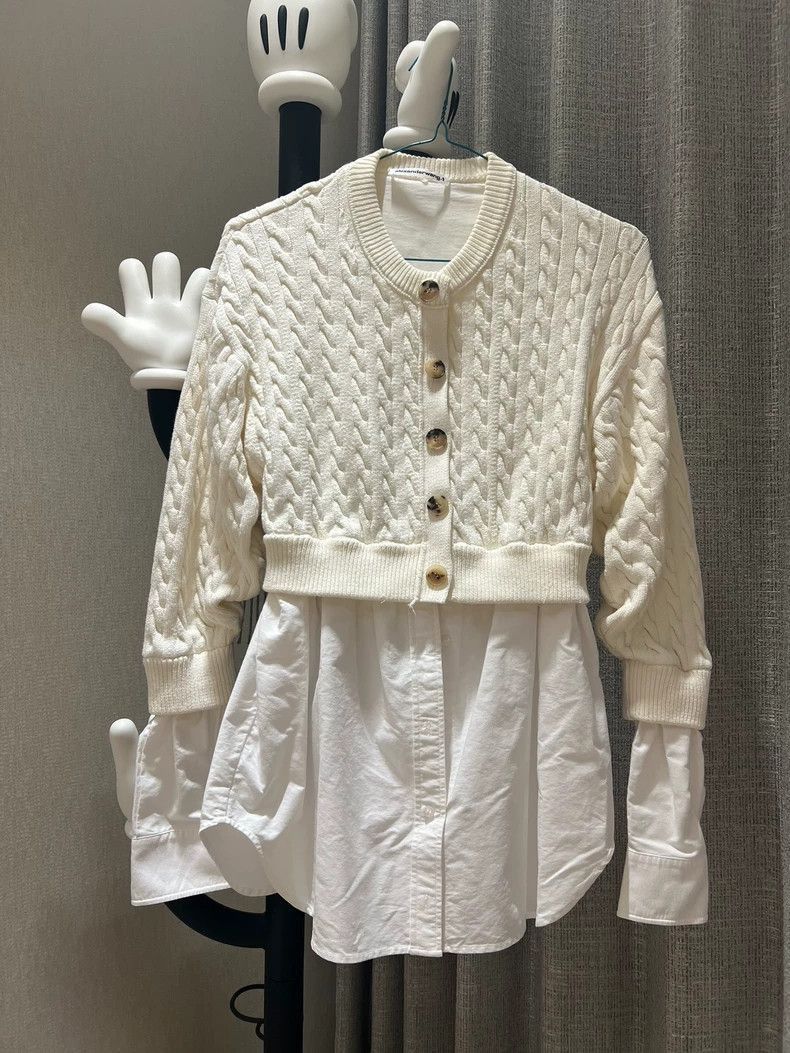 Alexander Wang Alexander Wang White Cable Knit Sweater Shirt- Size S / US 4 / IT 40 - 1 Thumbnail