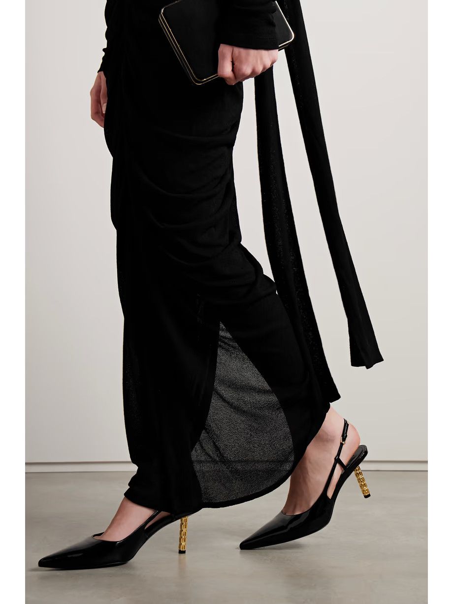 Givenchy o1srvl11e1024 G Cube Patent-Leather Slingback Pumps in Black Size US 11 / IT 41 - 2 Thumbnail