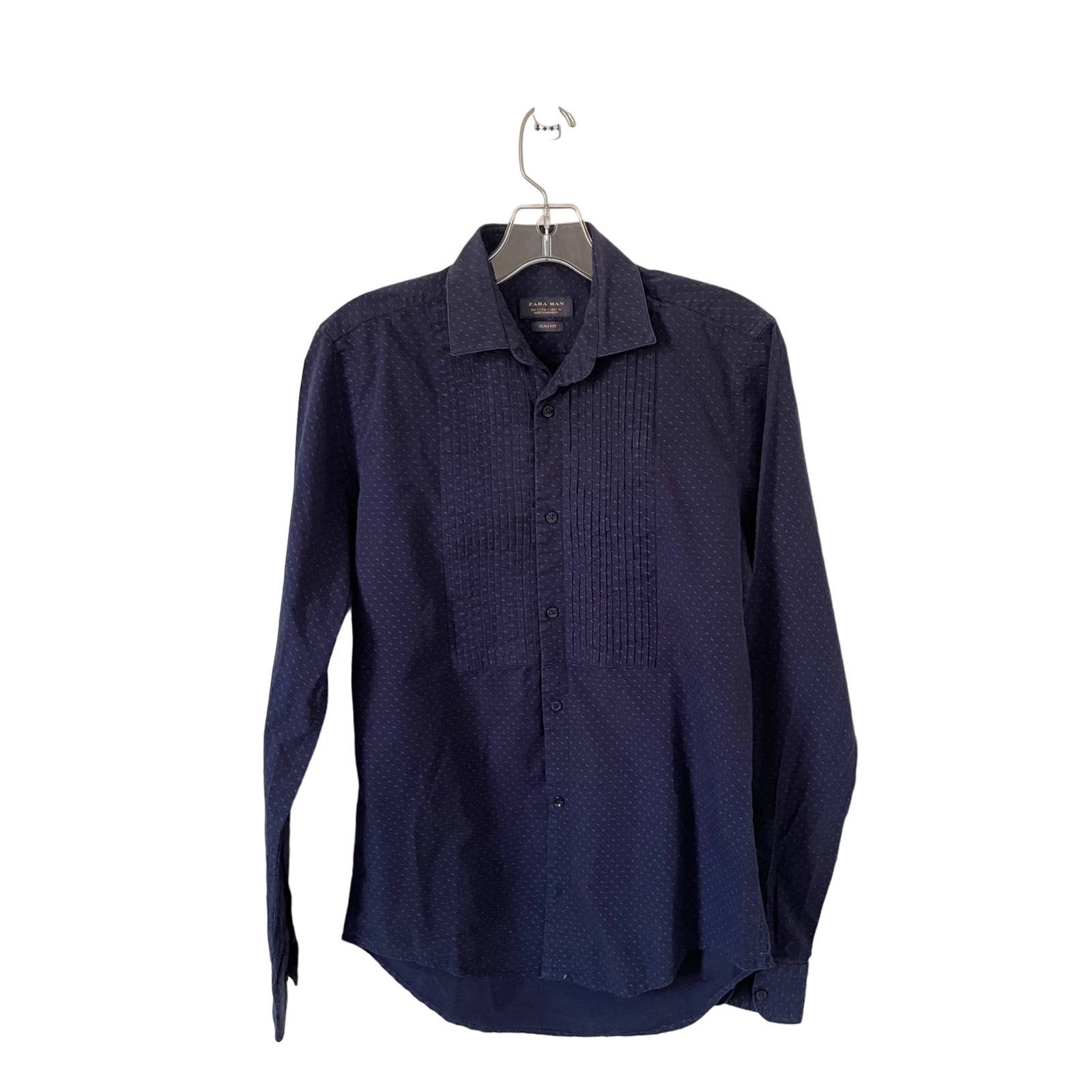 Zara Zara Man Slim Button Down Long Sleeve Shirt Navy Blue Small Size US S / EU 44-46 / 1 - 1 Thumbnail