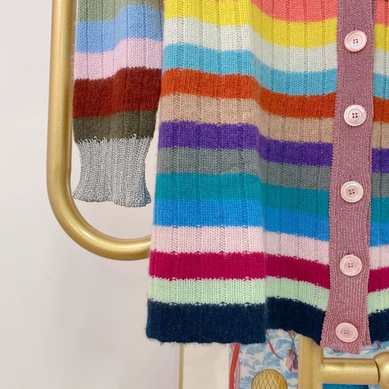 Gucci Gucci Rainbow cashmere wool knitted cardigan coat Size S / US 4 / IT 40 - 4 Thumbnail
