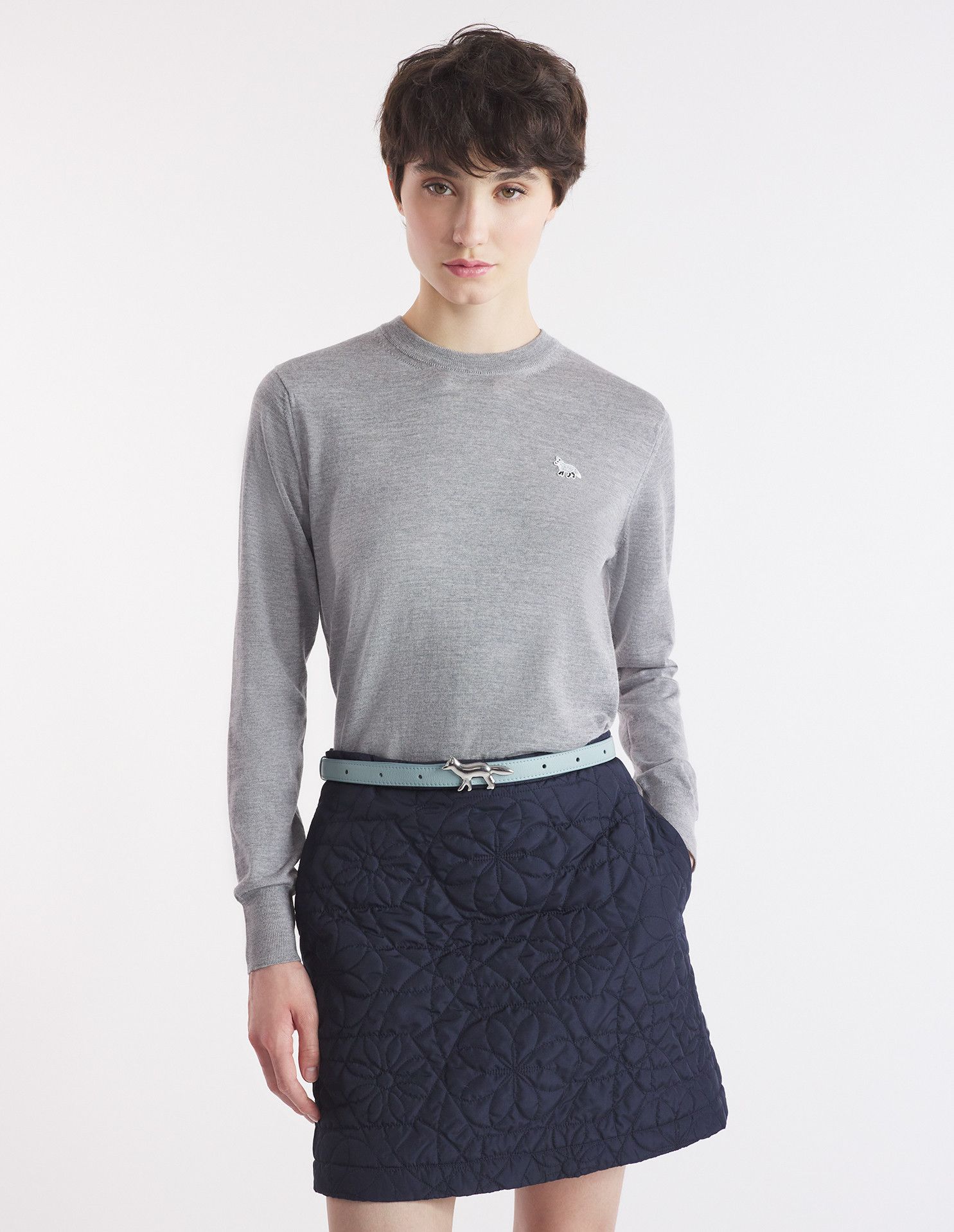 Maison Kitsune o1s22i1n1124 Baby Fox Regular Fit Sweater in Grey Size M / US 6-8 / IT 42-44 - 1 Thumbnail