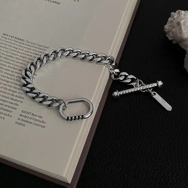 Other Titanium Steel Cuban Bracelet for Men Women,Punk Hip Hop Size ONE SIZE - 2 Thumbnail